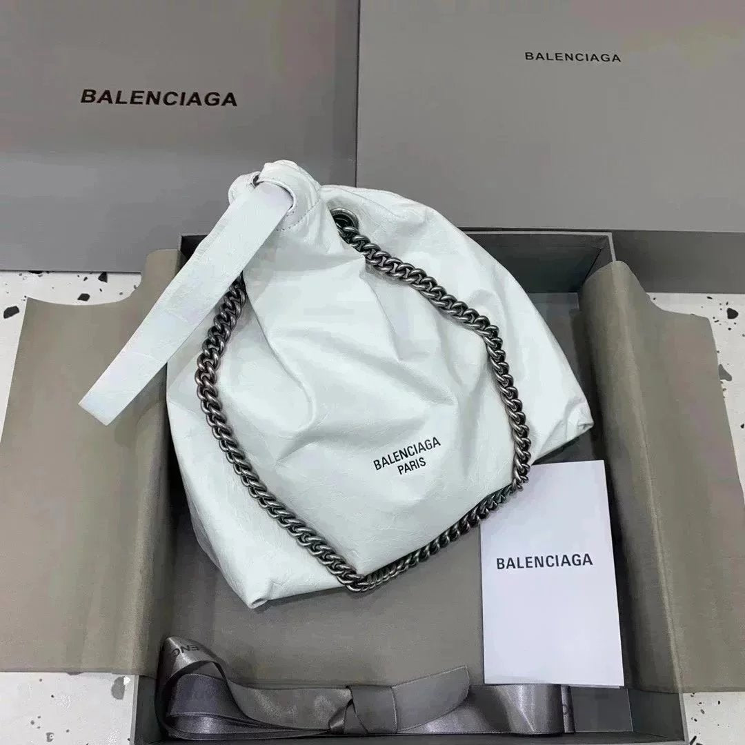 Balenciaga Bag Top version 【】In Stock Surrogate Shopping Grade New Crush Series Brand New Size Trash Garbage Bag Shopping Bag Drawstring Closed Garbage Pack Hobo Bag Casual Bag Backpack Messenger Bag Chain Bag Women's Bag Small Size25cm Large Size35cm