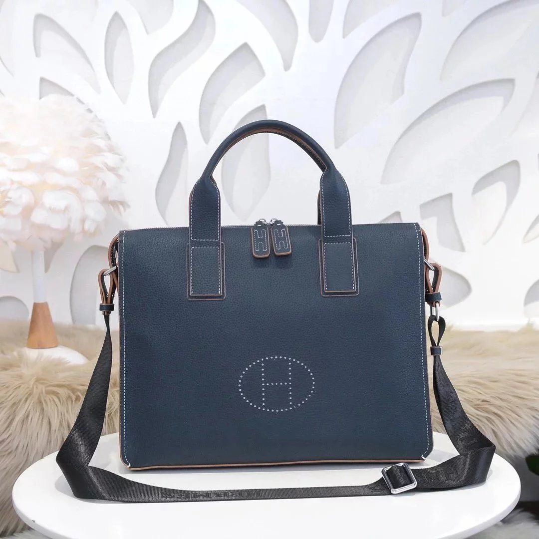 Hermes men's bag Top version Can Support Counter Comparison Genuine Goods Quality Men's Bag Business Briefcase Computer Bag Messenger Bag Shoulder Bag Handbag Handbag