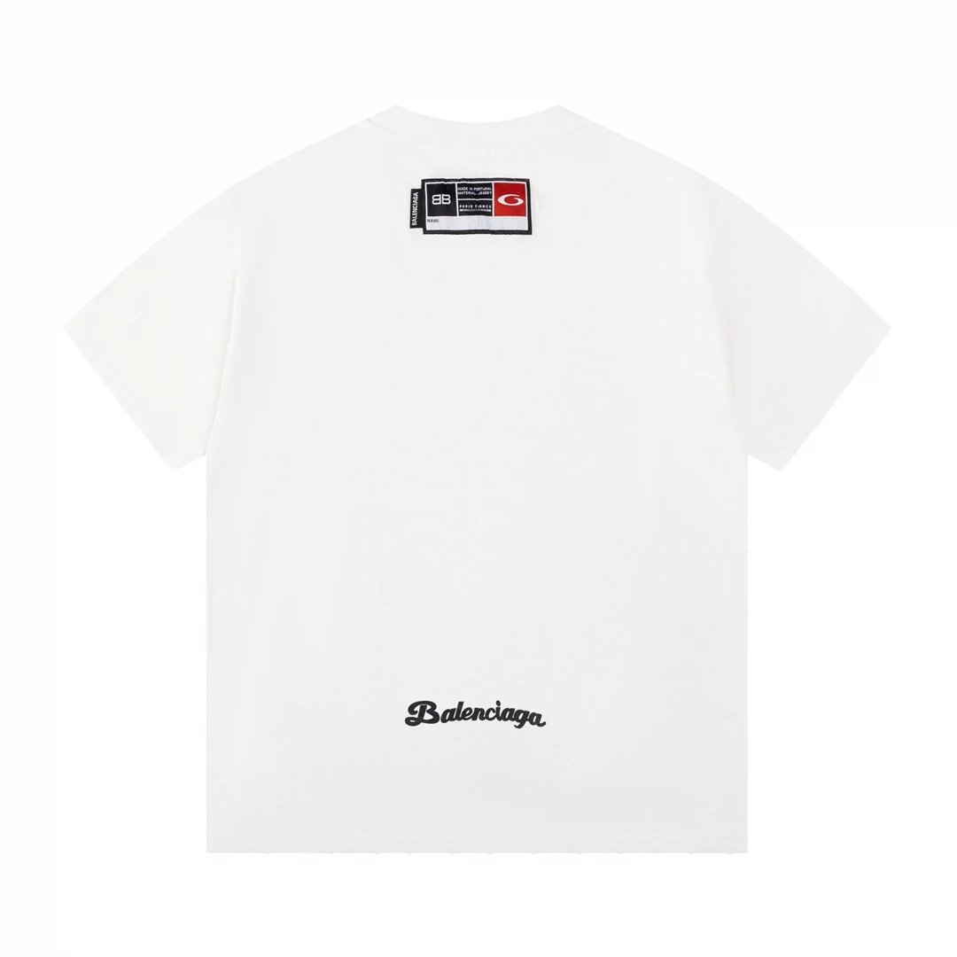 Balenciaga T-shirt Worn-out chest print logo round Neck Short Sleeve25ss New Pure Cotton Unisex Style T T-shirt OS Loose Fit Base Shirt Top Half Sleeve T-Shirt