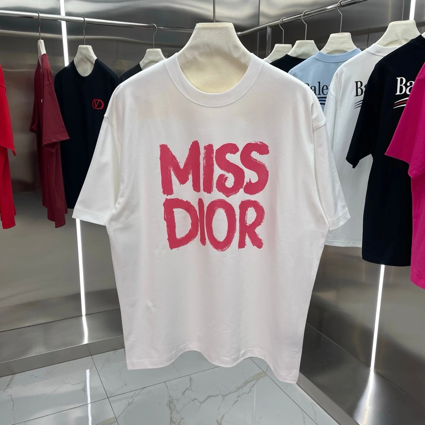 Dior T-shirt Classic Chest Print logo Series Round Neck Short Sleeve25ss New pure cotton T Unisex T-Shirt OS Loose Fit Base Shirt Top Half Sleeve T-Shirt