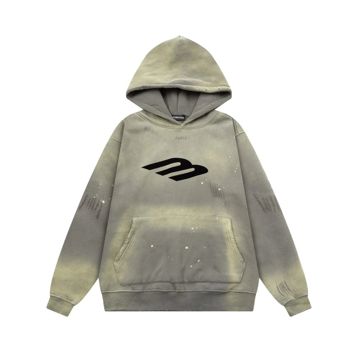 Balenciaga Hoodie Fleece Lined Thickened Washed Vintage Hoodie Sweatshirt Jacket Unisex Sports Casual Loose Fit Versatile