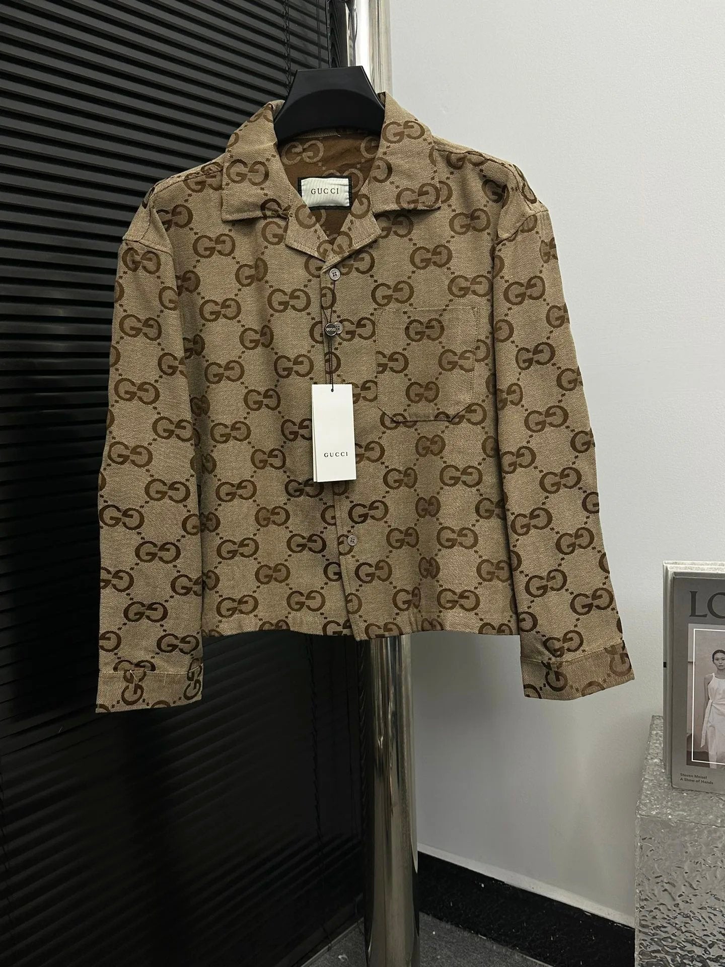 Gucci Jackets 24FW Double G Small Jacquard Lapel Long Sleeve Shirt Unisex Versatile Business Casual Slim Fit Jacket