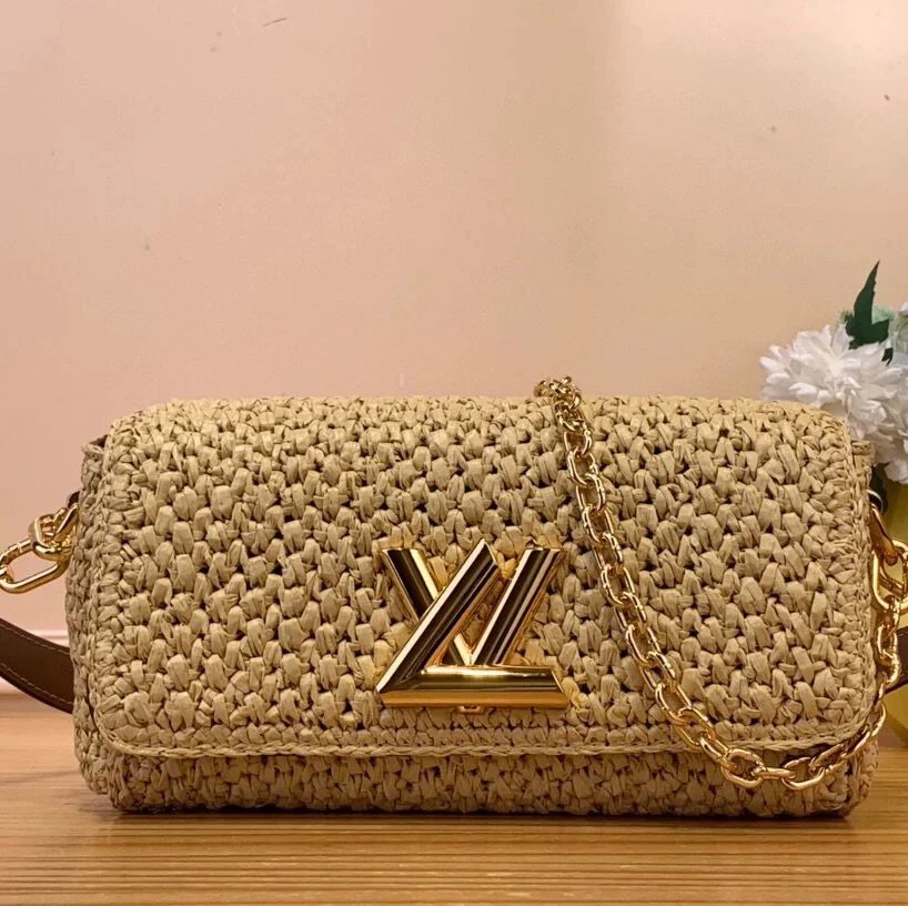 Louis Vuitton LV Women's Bag Top version 【Super Original】M24723Woven Raffia Cubic Bag Series ONTHEGO Medium Handbag Tote Bag NoeBB Bucket Bag M24722Woven Raffia NOEPURSE Bucket Handbag M83521TwistWest Handbag