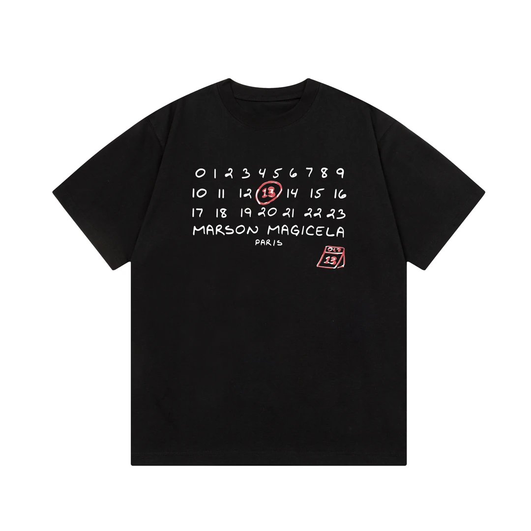 Maison Margiela T-shirt Alphabet Colorful Doodle Numbers logo Printed round Neck Short Sleeve25ss New Pure Cotton Unisex Style T T-shirt OS Loose Fit Base Shirt Short Sleeve Top T-Shirt
