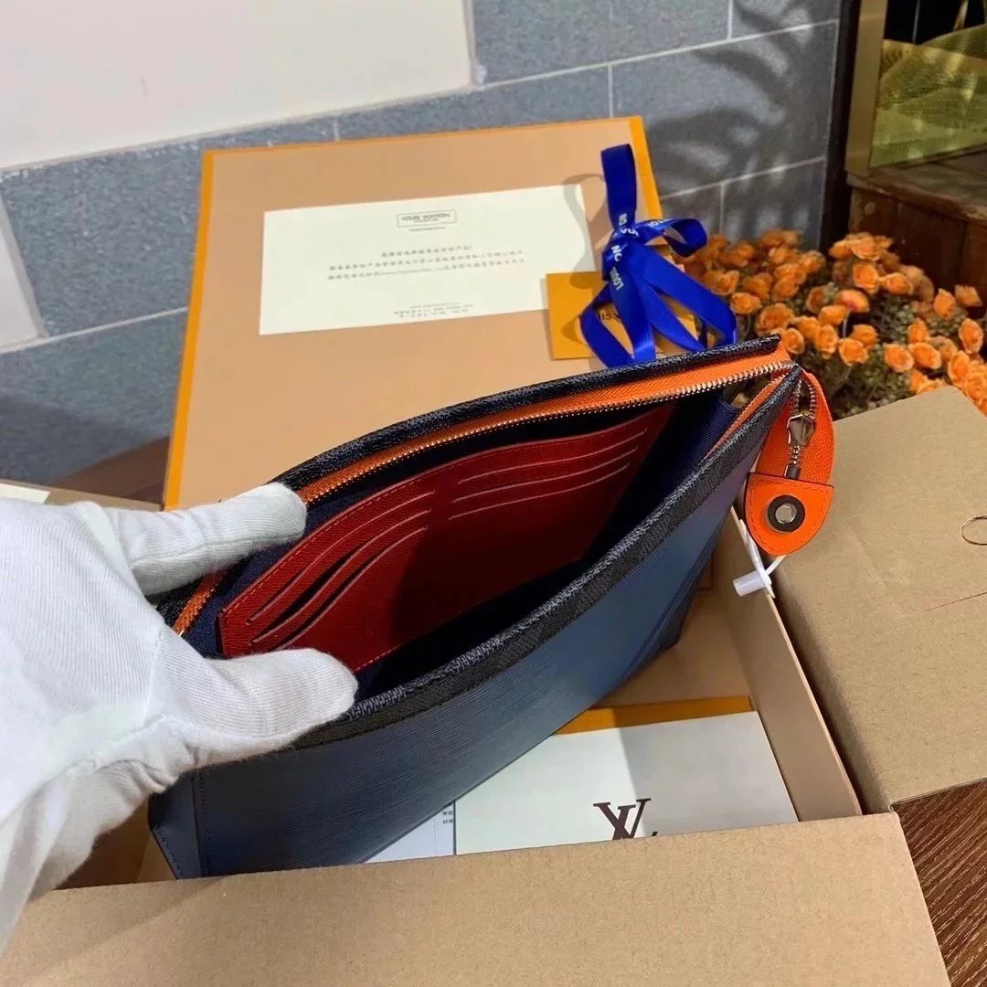 Louis Vuitton LV Wallets/Clutches Top version New upgrade version POCHETTEVOYAGE Medium Handbag Handbag Men's Clutch Water Ripple Cowhide