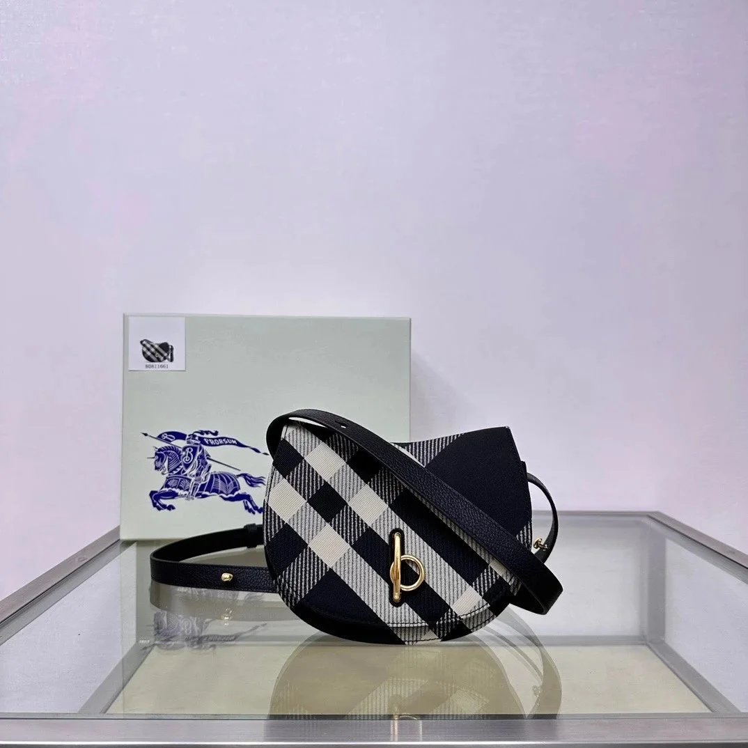 Burberry Women's Bag Top version 【Super Original High Version】Same Style Ring as Gianna Jun Plaid24New RockingHorse Handbag Women's Bag New Selenodont Bag Hobos Crossbody Shoulder Bag