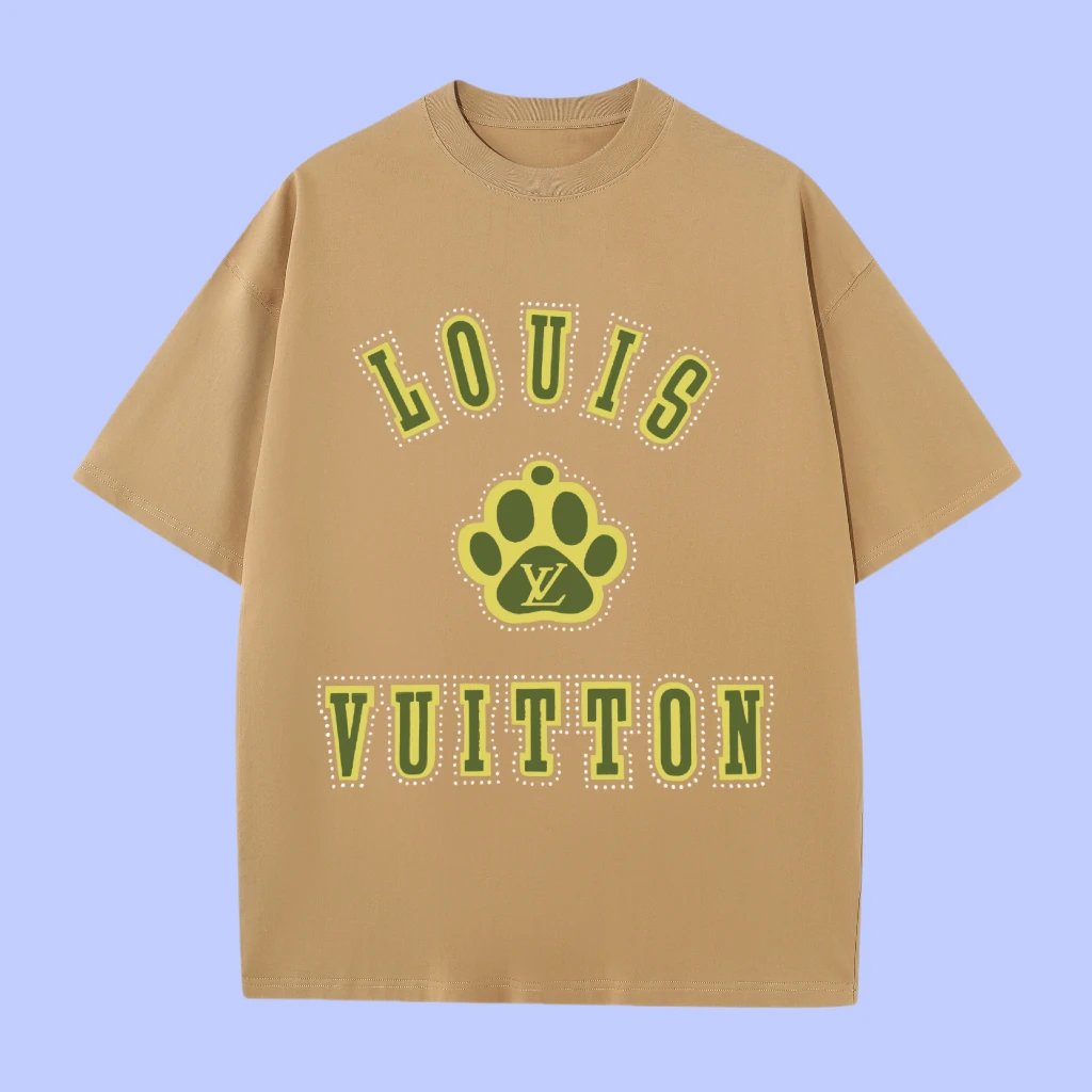 Louis Vuitton LV T-shirt Cat paw print on the chest logo round Neck Short Sleeve25ss New Pure Cotton Unisex Style T Casual T-Shirt Base Layer Shirt OS Loose Fit Half Sleeve Top Plus Size