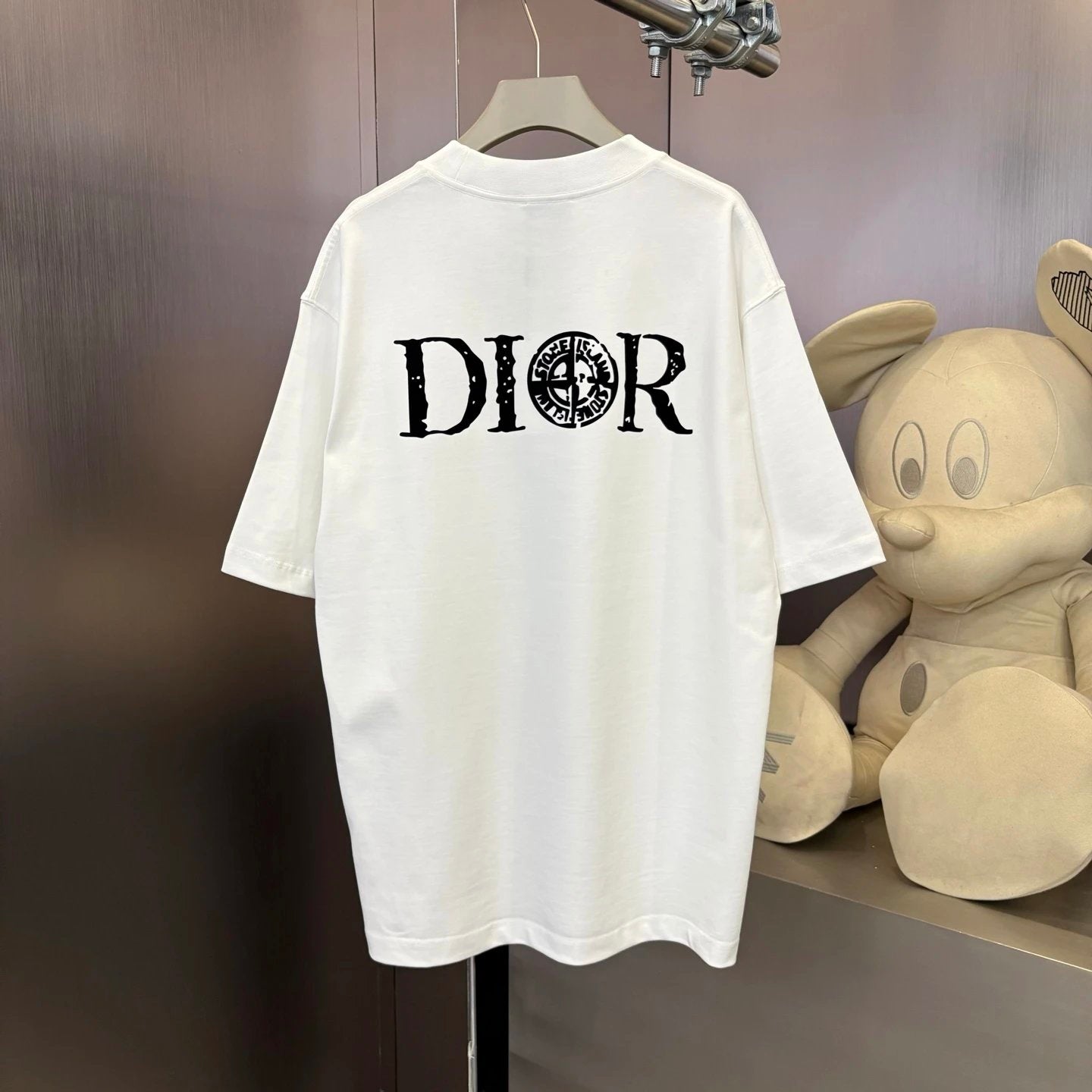 Dior T-shirt Back Letter Pointer Pattern Print logo round Neck Short Sleeve25ss New Pure Cotton Unisex Style T T-shirt OS Loose Fit Base Shirt Half Sleeve T-Shirt Top Half Sleeve