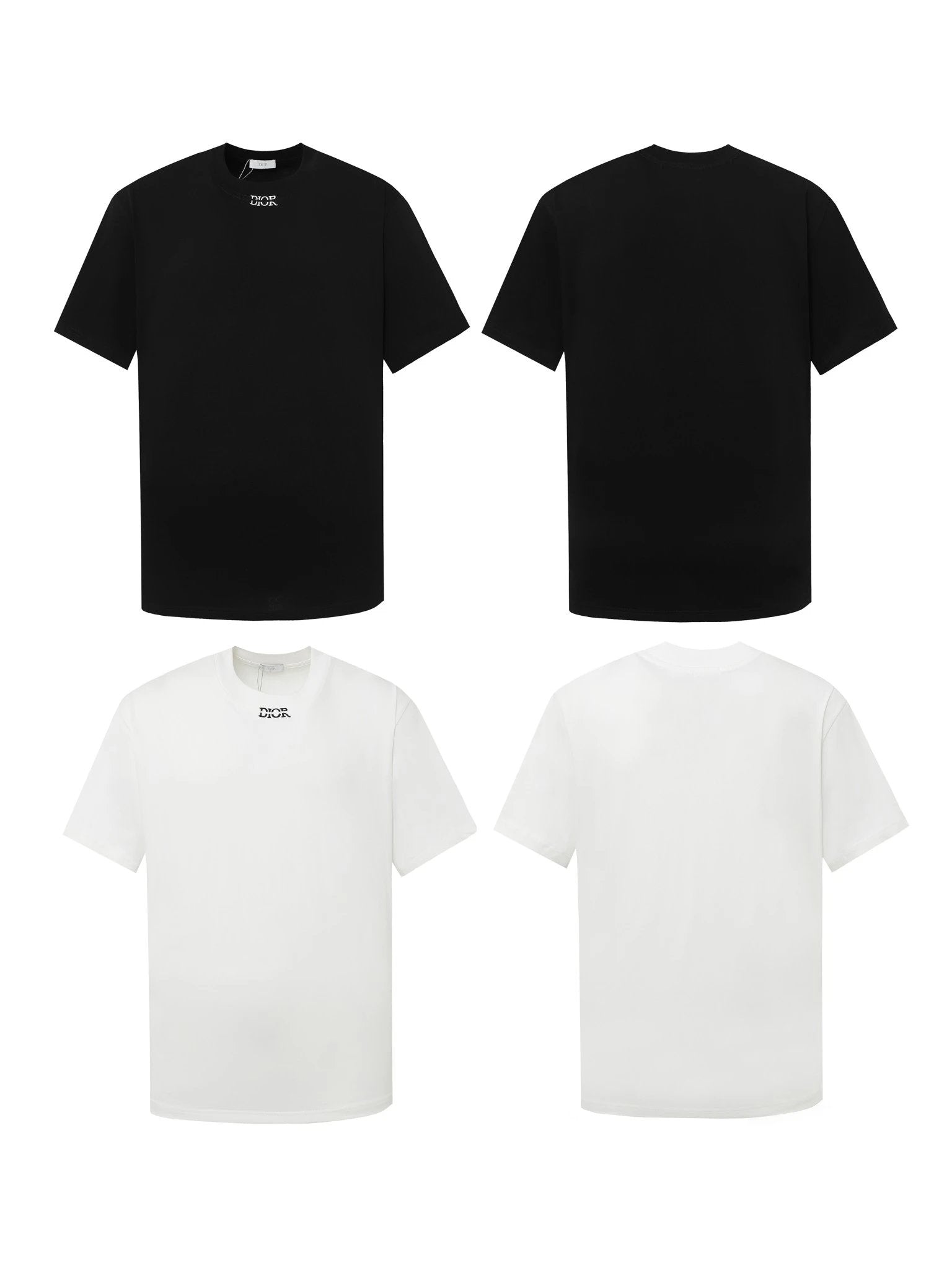 Dior T-shirt Ribbed Collar with Embroidery logo round Neck Short Sleeve25ss New Pure Cotton Unisex Style T T-shirt OS Loose Fit Base Shirt Half Sleeve T-Shirt Top Half Sleeve