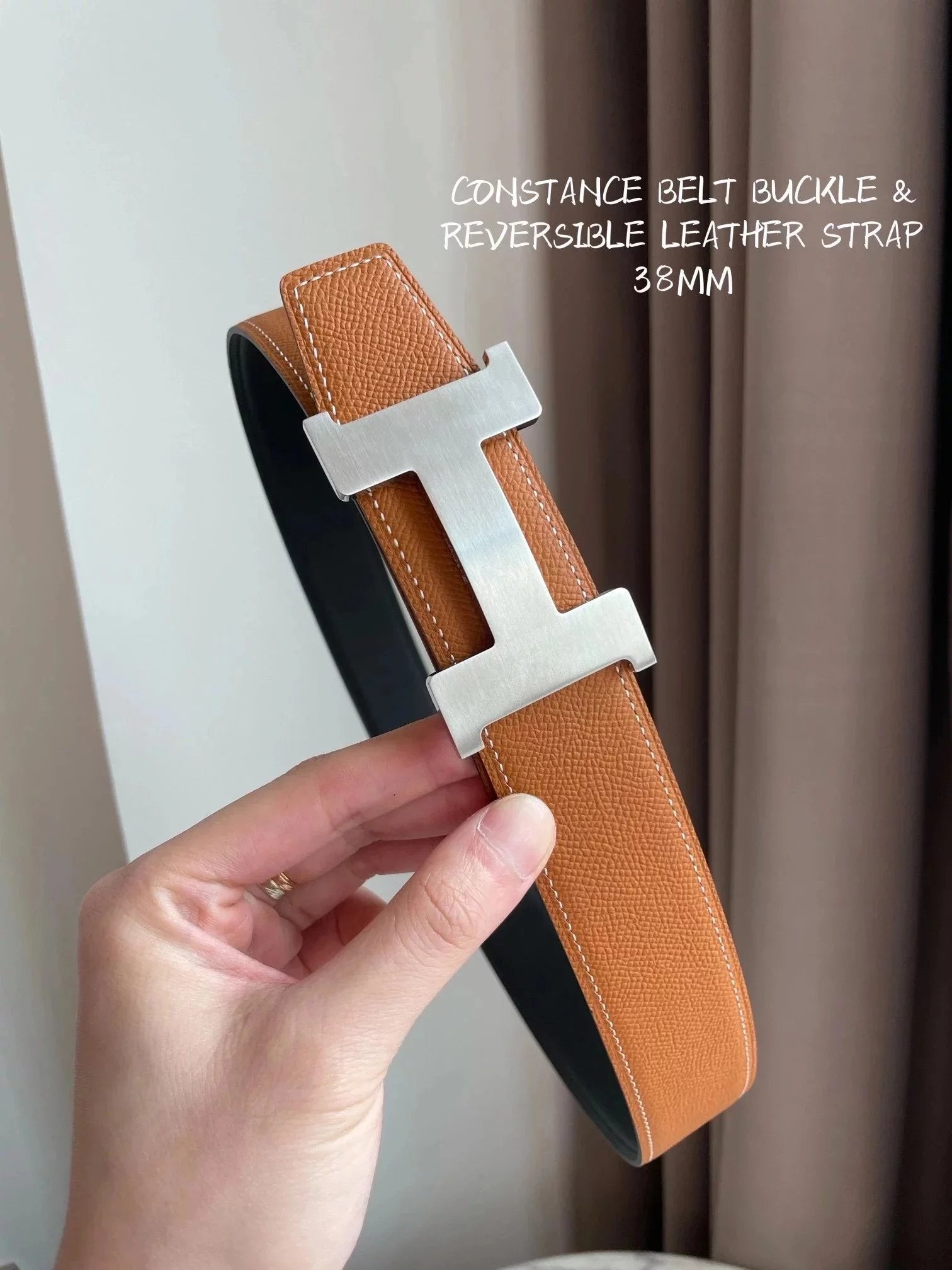Hermes Belt Top version Spot High Quality h Home Men's Leather Belt Genuine Leather Double-Sided Pure Cowhide Business Casual Belt