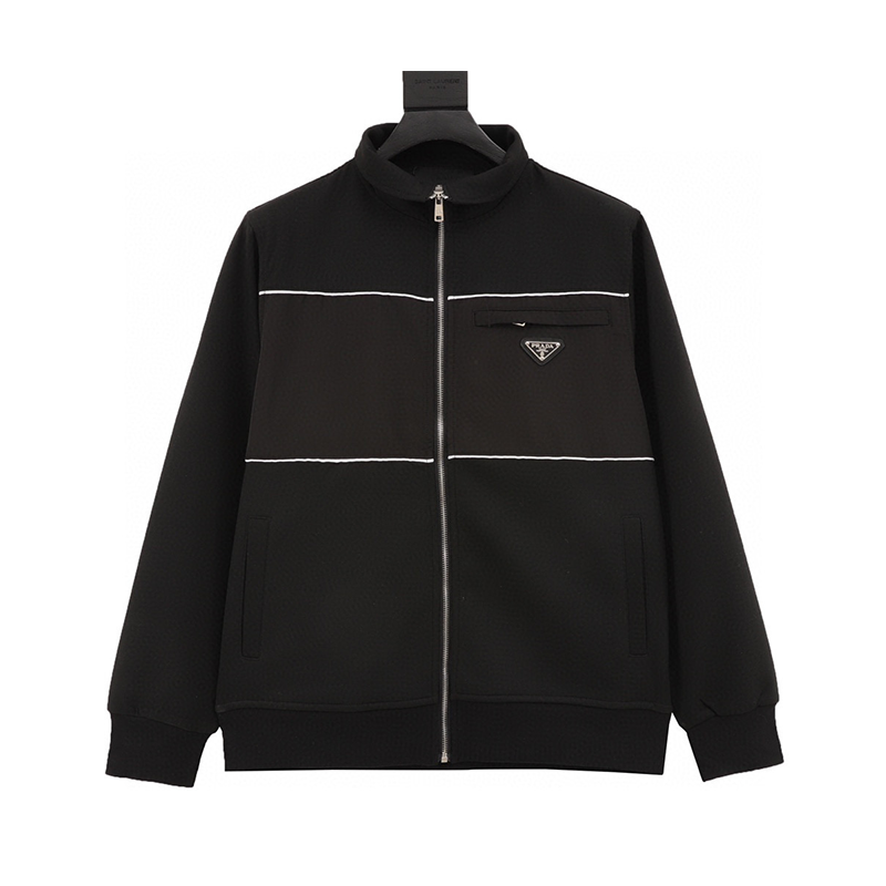 PRADA Jackets Triangle Mark Stitching Reflective Stripe Coat for Men and Women