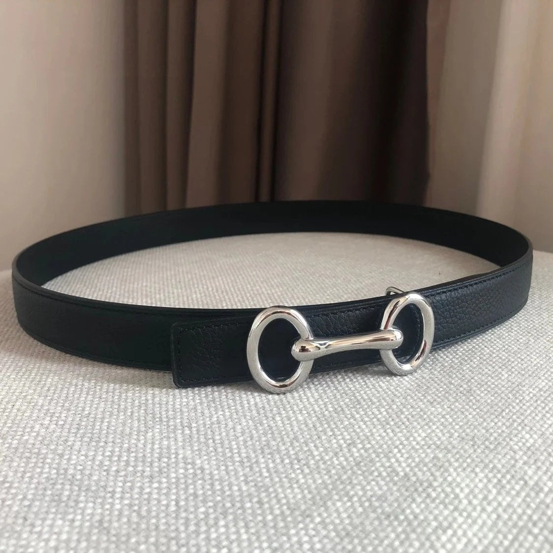 Hermes Belt Top version H Buckle Women's Thin Belt Double-Sided Imported First Layer Calfskin Double-Sided Letters h Buckle Belt Skirt Shaped Accessory Women's Belt2.5Centimeter Wide