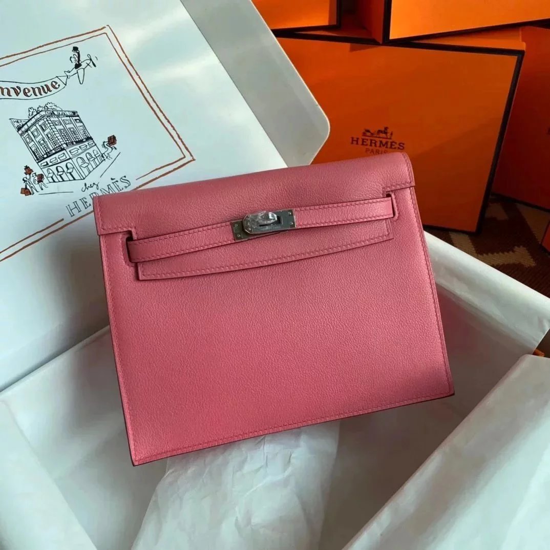 Hermes women's bag Top version 【H Handmade】Women's Bag KellyDanSe22cmevercolor Leather Imported Beeswax Thread Clutch Backpack Waist Bag Shoulder Messenger Bag Gold and Silver Buckle