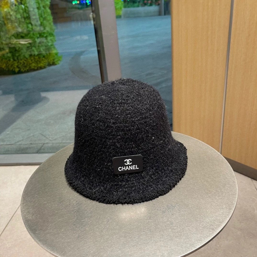 Chanel Hat Autumn and Winter New Cashmere Wool Hepburn Style Bucket Hat Socialite Temperament High-Definition Series New Products,Unisex