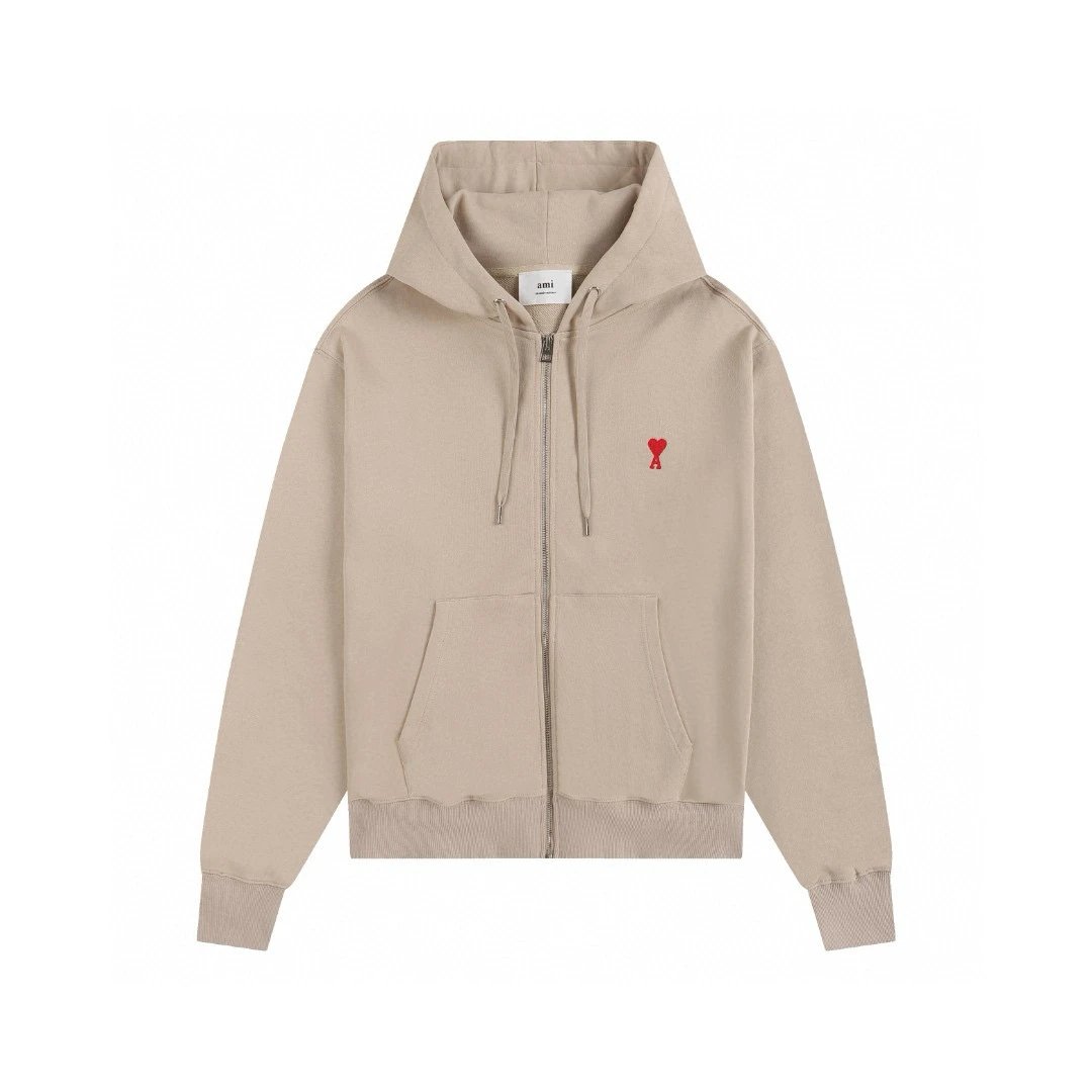 Ami Hoodie Top Version Simple Cardigan Coat Men's Cotton Classic Love Casual Hooded Sweater