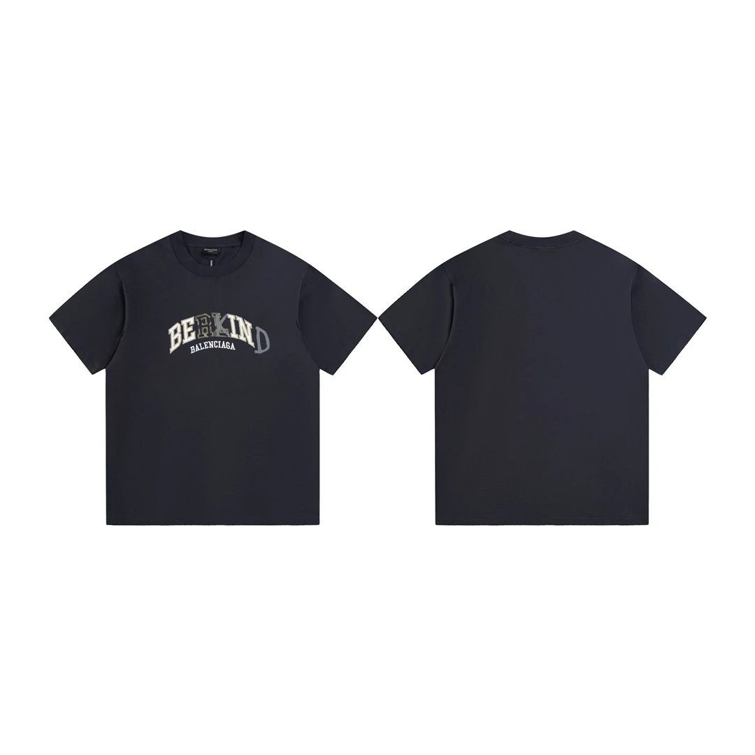 Balenciaga T-shirt Letter Graffiti Toothbrush Embroidery on the Chest logo round Neck Short Sleeve25ss New Pure Cotton Unisex Style T T-shirt OS Loose Fit Base Shirt Half Sleeve T-Shirt Top Half Sleeve