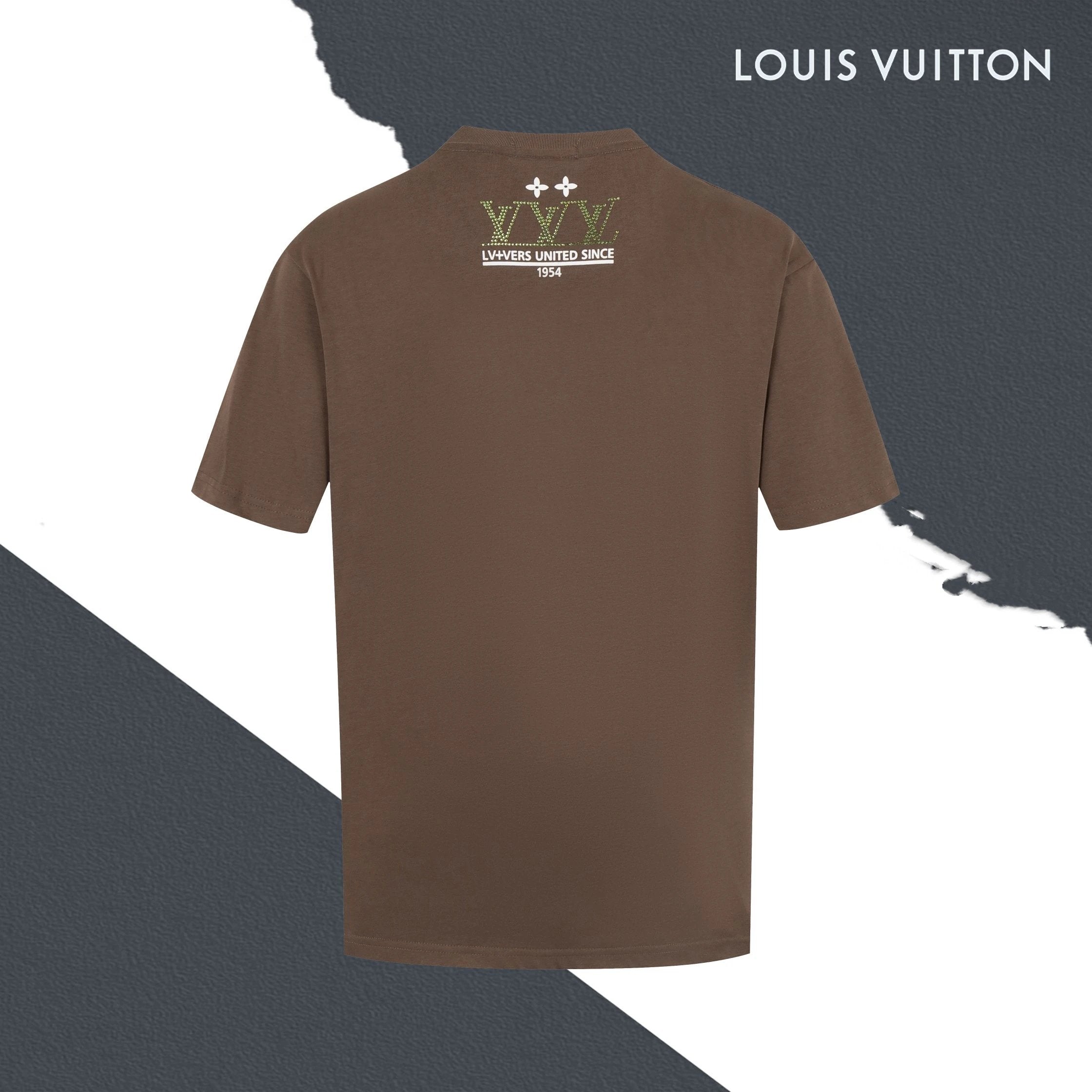 Louis Vuitton LV T-shirt Front Rhinestone Letter Route Print logo round Neck Short Sleeve25ss New Pure Cotton Unisex Style T T-shirt OS Loose Fit Base Shirt Top Half Sleeve T-Shirt