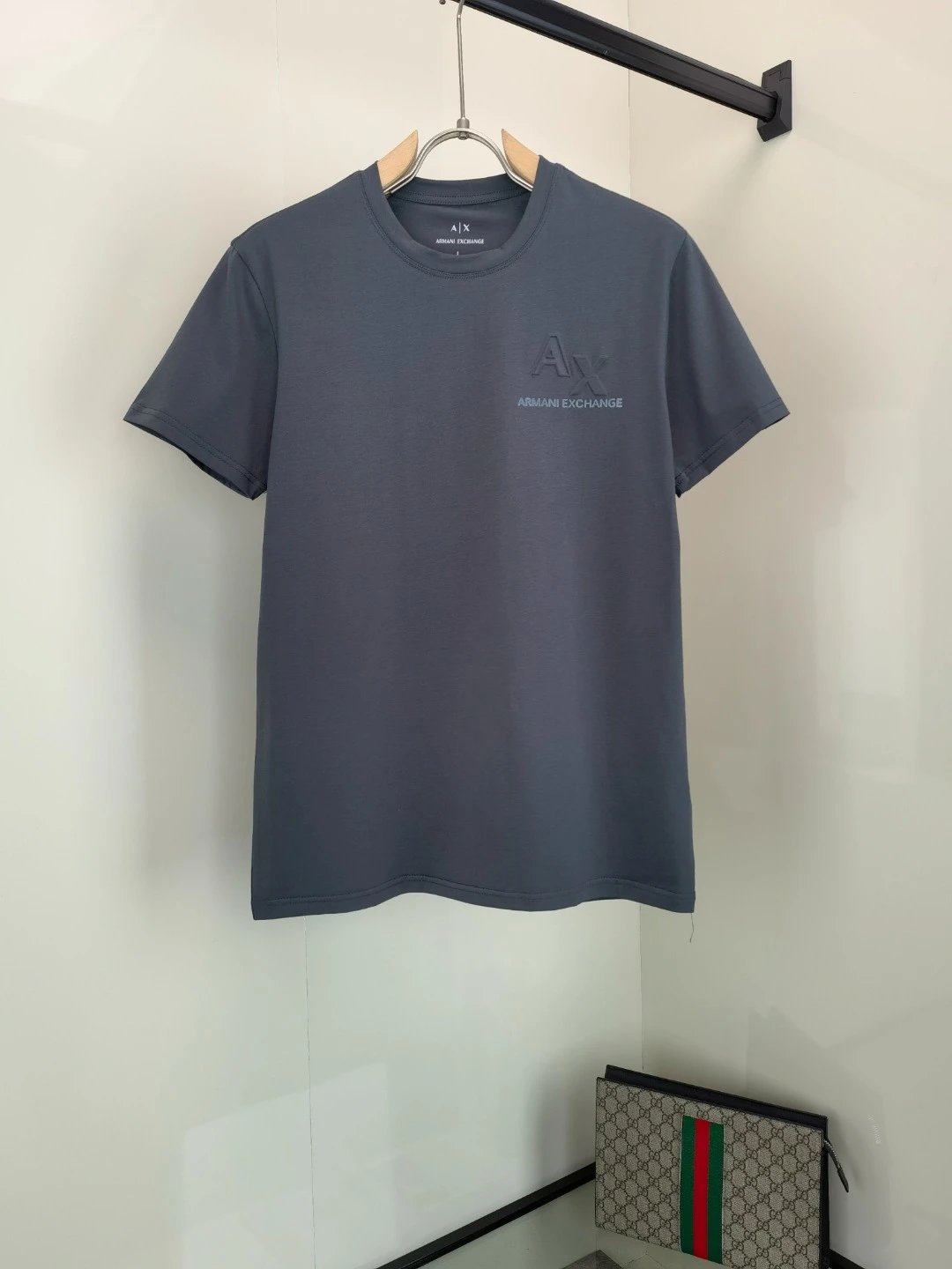 Armani T-shirt Chest Letter Embossing logo round Neck Short Sleeve25ss New Pure Cotton Unisex Style T Casual T-Shirt Base Layer Shirt OS Loose Fit Half Sleeve Top Plus Size