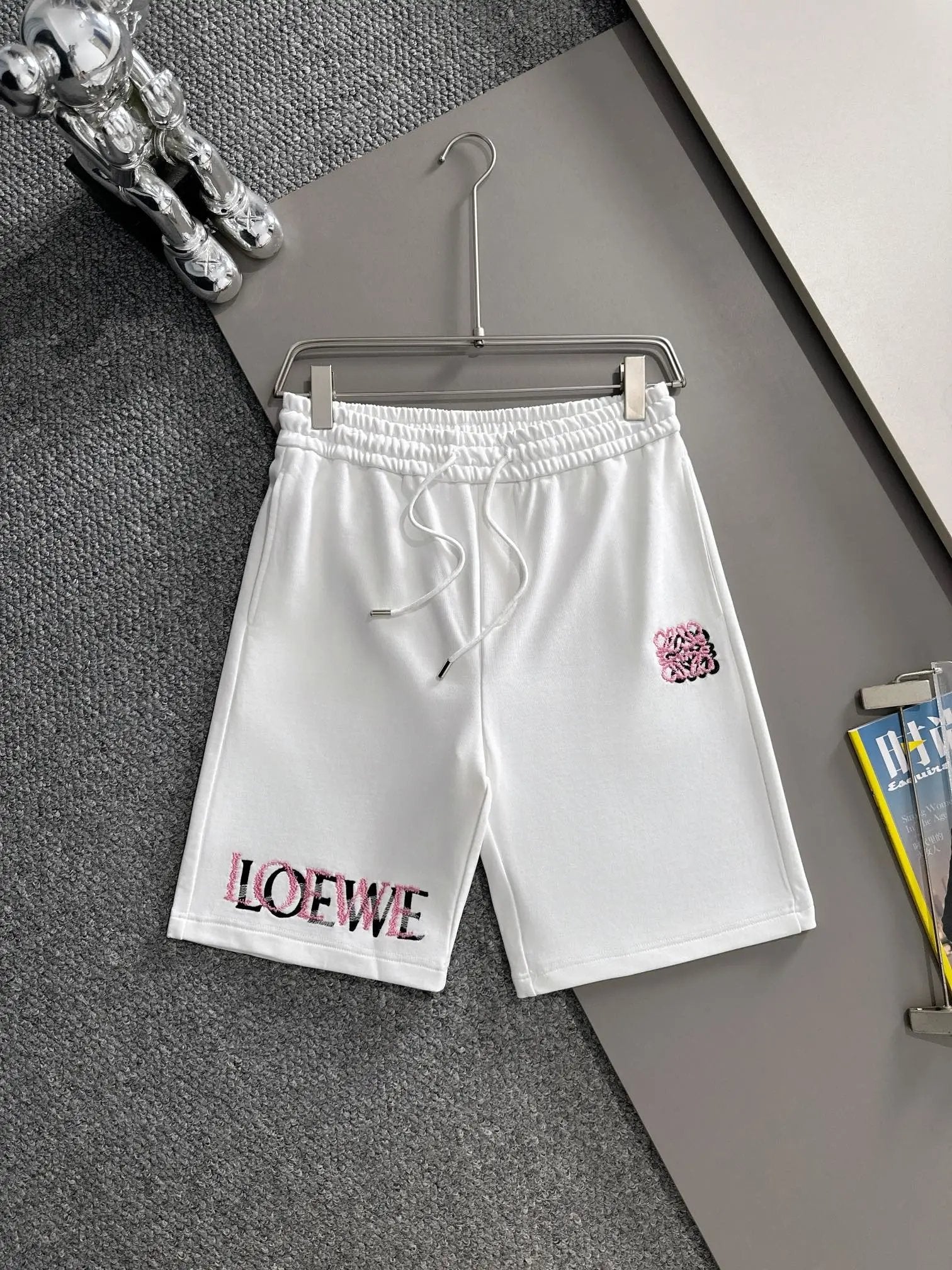 LOEWE Shorts Front High-Density Overlapping Letter Pattern Embroidery logo Five-point Shorts25ss New Drawstring Casual Pants for Men and Women, Summer Style5Two-in-One Casual Sweatpants Pure Cotton Joggers