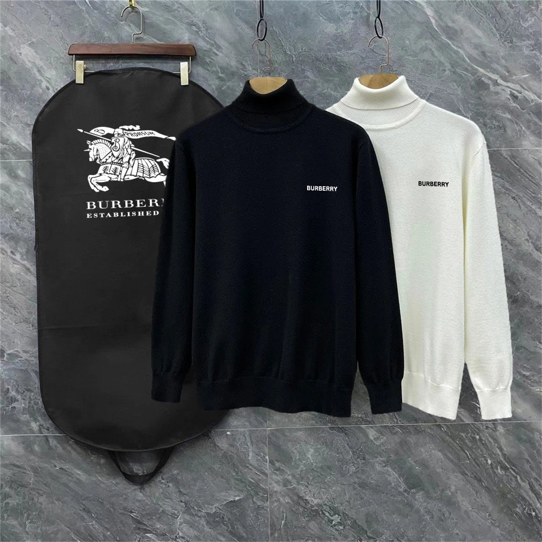Burberry Sweater Classic Print logo Wool Blend Turtleneck Sweater Unisex Versatile Casual Coat Inner and Outer Wear