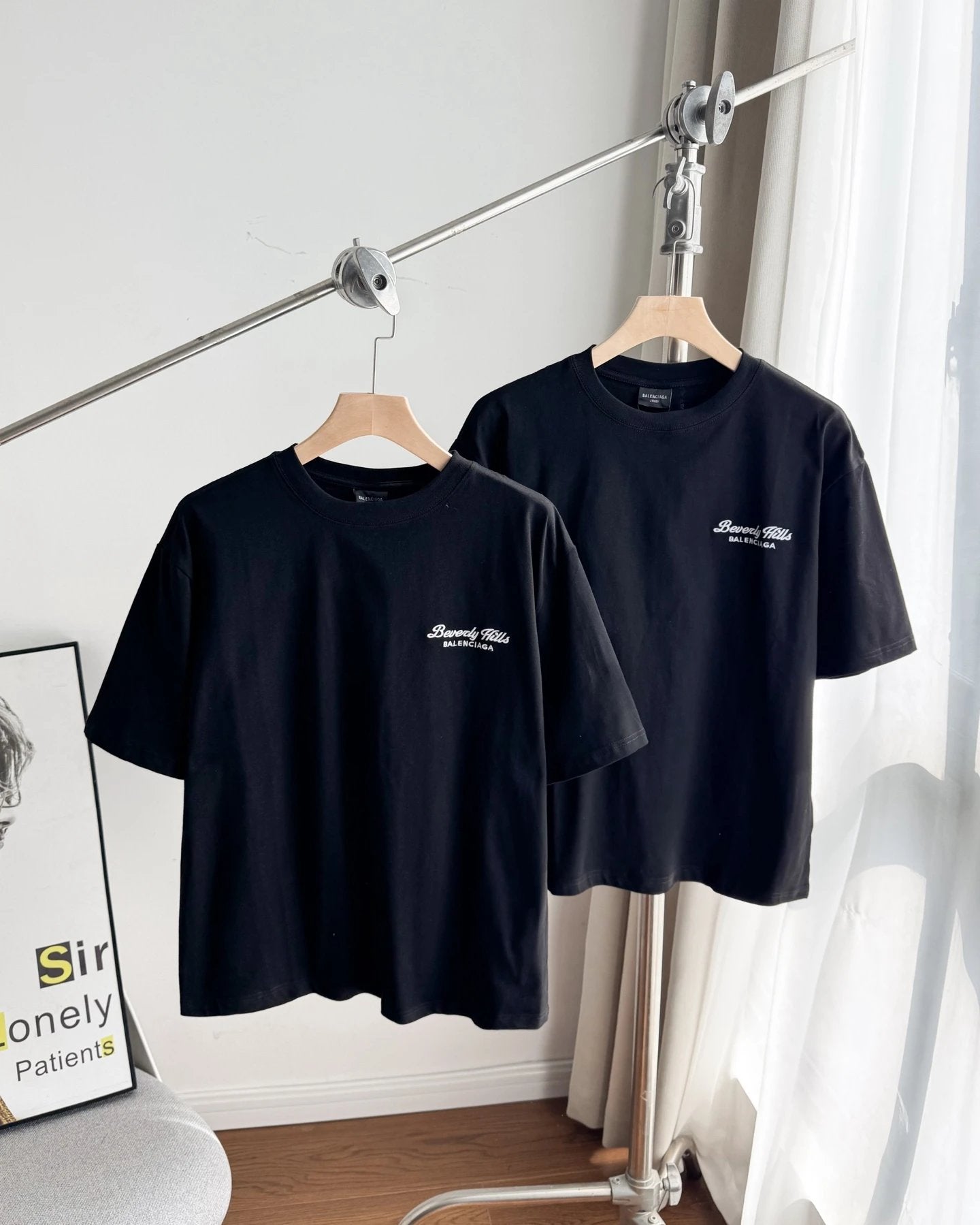 Balenciaga T-shirt Chest Letter Print logo round Neck Short Sleeve25ss New Pure Cotton Unisex Style T Casual T-Shirt Base Layer Shirt OS Loose Fit Half Sleeve Top Plus Size