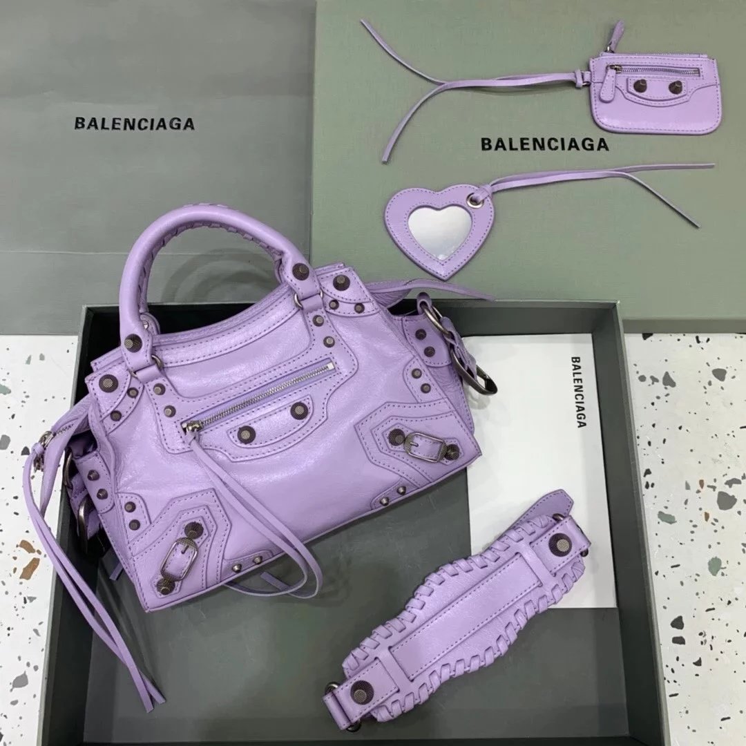Balenciaga Bag Top version 【High Version Surrogate Shopping】2022New Latest Neocagole Motorcycle Bag Oil Wax Leather Genuine Leather Bag Backpack Shoulder Bag Crossbody Bag Rivet Diamond Motorcycle Bag Handbag Tote Bag