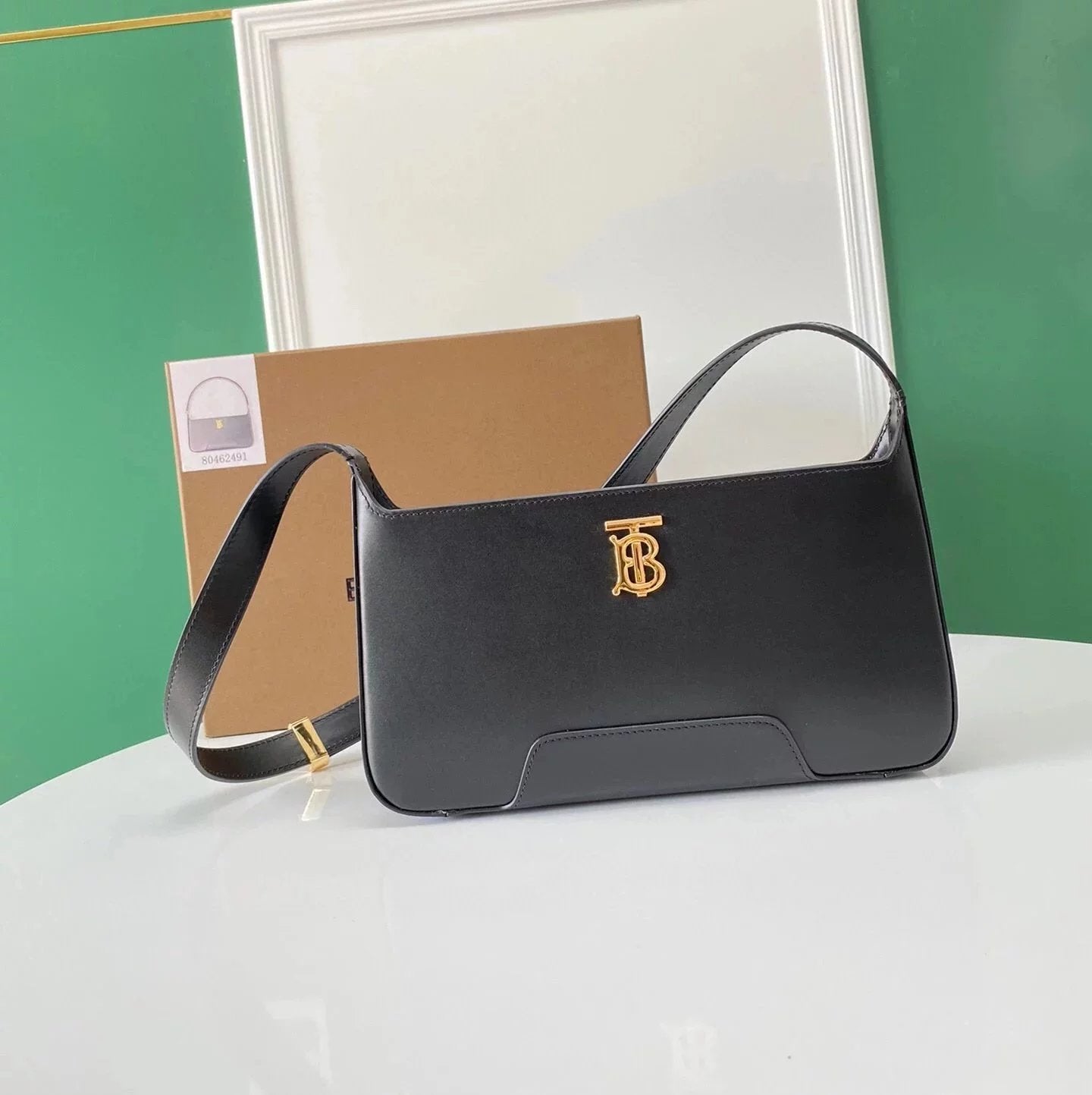 Burberry Women's Bag Top version 2022New Autumn and Winter Women's Bags Underarm Bag TB Black Caramel Leather Handbag Shoulder Bag Women's Bag
