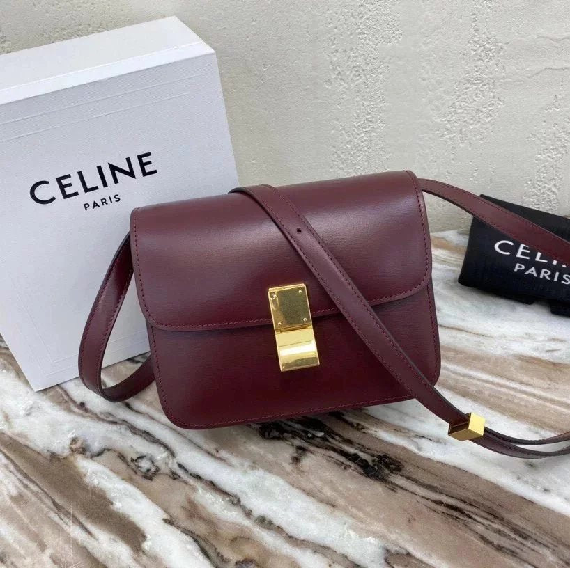 Celine women's bag Top version 【Original Surrogate Shopping Grade】Classic ClassicBox Package Square Bag Stewardess Bag TRIOMPHE Arc De Triomphe box Bag Flap Bag Shoulder Bag Messenger Bag New Women's Bag Teen18.5cm Small Size192532Medium24cm88007