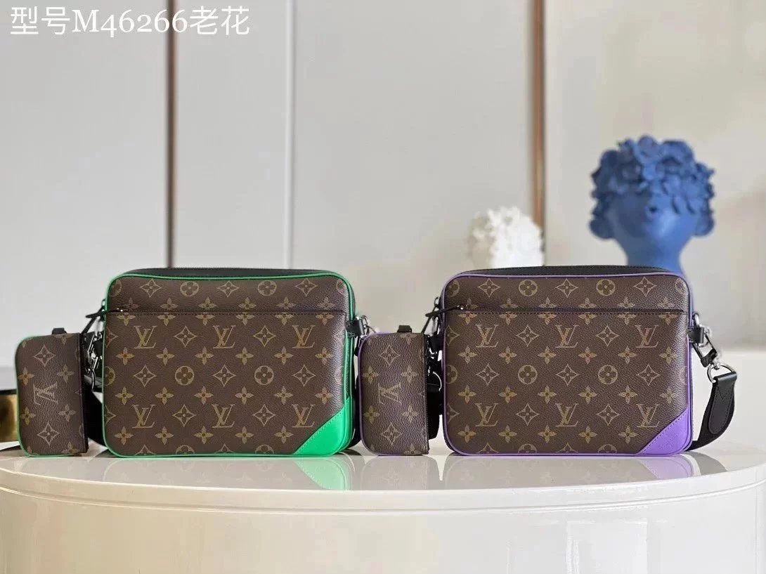 Louis Vuitton LV Men's Bag Top version 【Tax-Free Version】M46266Presbyopic Purple Male Three-Piece Series TRIO Messenger Men's Shoulder Messenger Bag M69443Three-in-One Messenger Bag