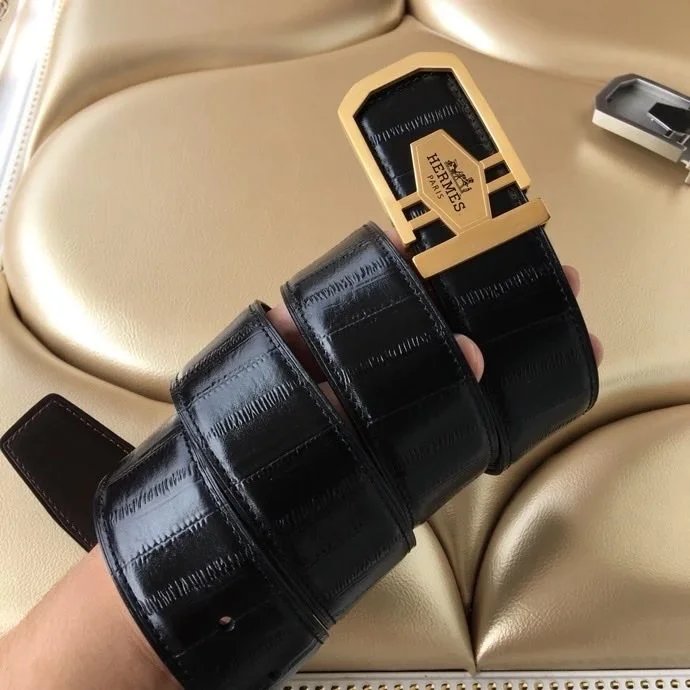 Hermes Belt Top version Double-Sided Cowhide Men's Leather Belt Genuine Leather Business Man's Belt Italy Imported First Layer Cowhide Leather Pure Original Leather Pure Steel Buckle h Home Pant Belt3.8Wide