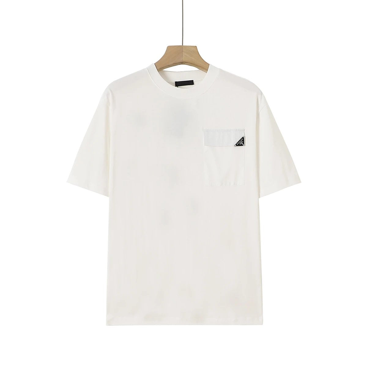 PRADA T-shirt Black Triangle Badge on Chest logo round Neck Short Sleeve25ss New pure cotton T Unisex T-Shirt OS Loose Fit Base Shirt Top Half Sleeve T-Shirt