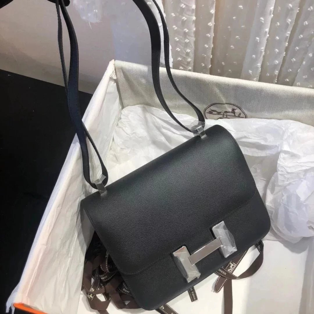 Hermes women's bag Top version 【H Handmade Custom】Stewardess Bag Constance Bag constance Silver Buckle Gold Buckle EP Women's Leather Crossbody Shoulder Bag2424