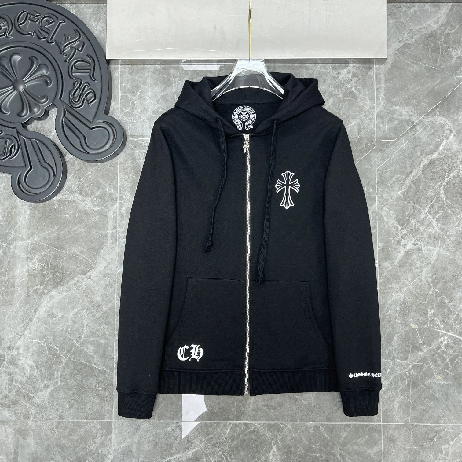 Chrome Hearts Hoodie Cross Hooded Sweater Loose Men's and Women's Zipper Hoodie