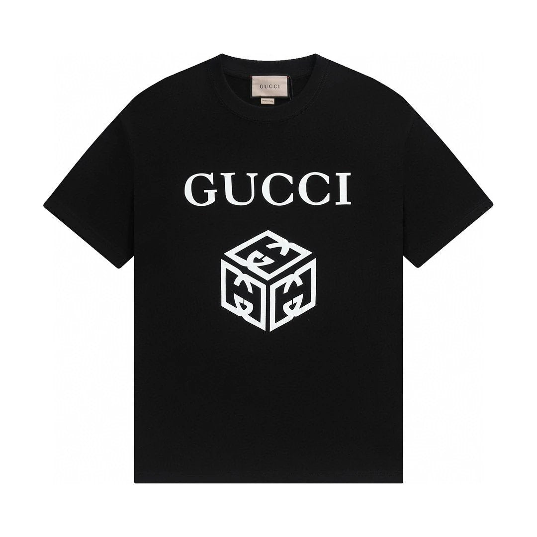 Gucci T-shirt 3D Pattern Print on the Chest logo round Neck Short Sleeve25ss New Pure Cotton Unisex Style T Casual T-Shirt Base Layer Shirt OS Loose Fit Half Sleeve Top Plus Size