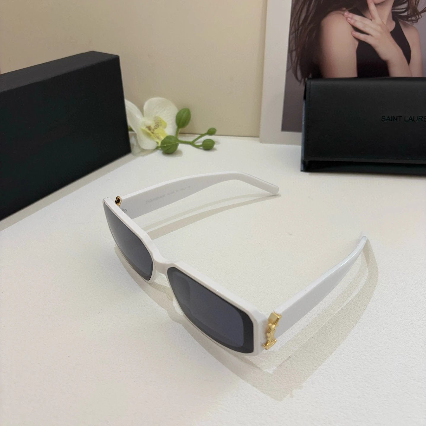 YSL Sunglasses Metal Frame Sunglasses Slimming No Prescription Unisex Couple Style Driving Beach Fishing UV Protection25ss New Sports Casual Versatile