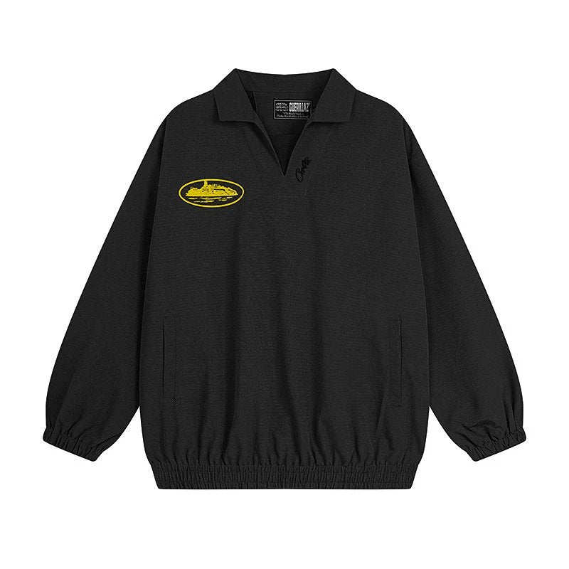 Corteiz Jackets Trendy Brand New Retro Printed Men's and Women's Black Turn-down Collar Jacket Shirt Coat Autumn