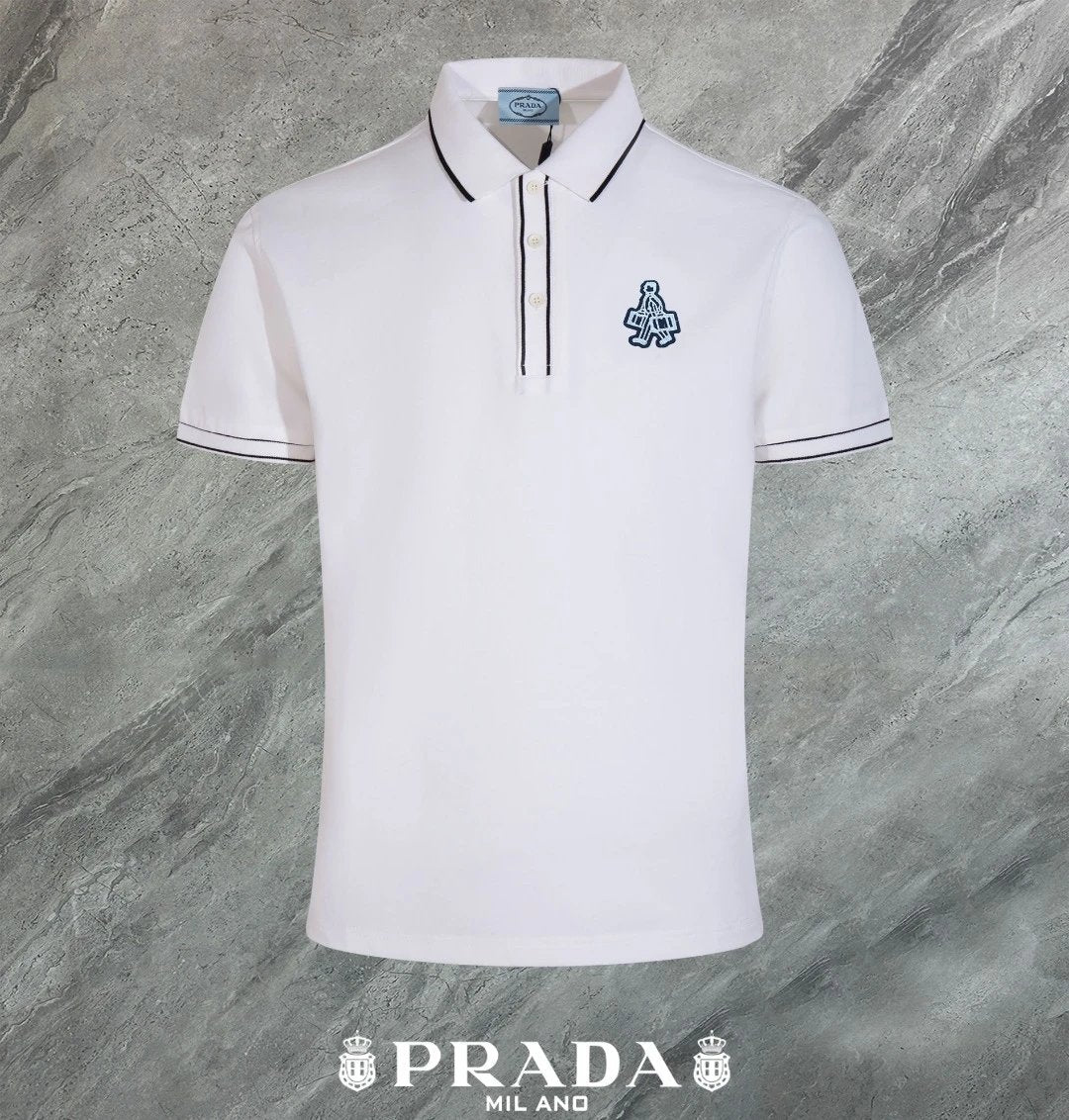 PRADA T-shirt Chest Badge Design logo Embroidery POLO Shirt Lapel Short Sleeve25ss New Unisex Summer Loose Short Sleeve T Business Commuter Short Sleeve Shirt Plus Size T-Shirt