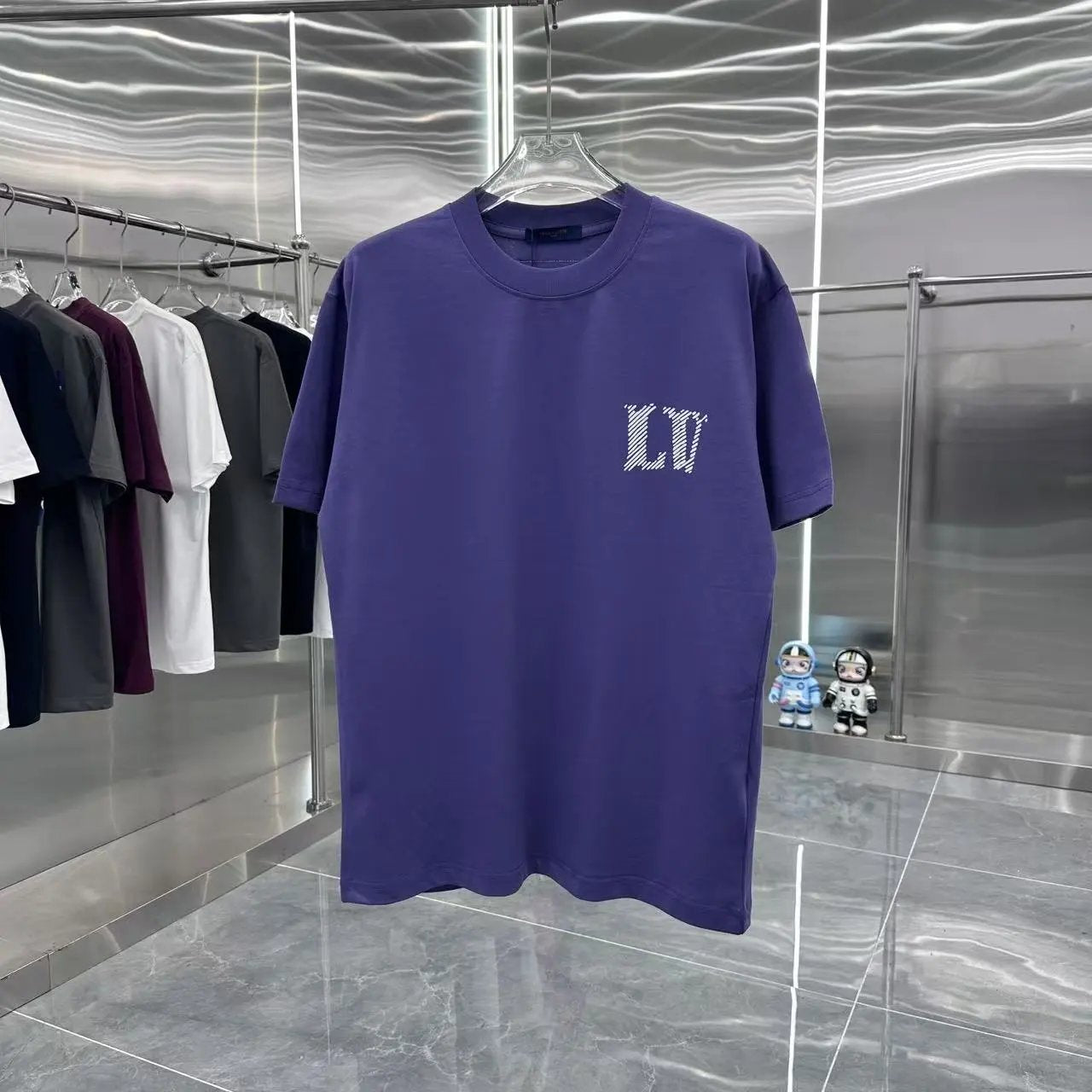 Louis Vuitton LV T-shirt Back Flocking White Ink logo round Neck Short Sleeve25ss New Pure Cotton Unisex Style T T-shirt OS Loose Fit Base Shirt Half Sleeve T-Shirt Top Half Sleeve