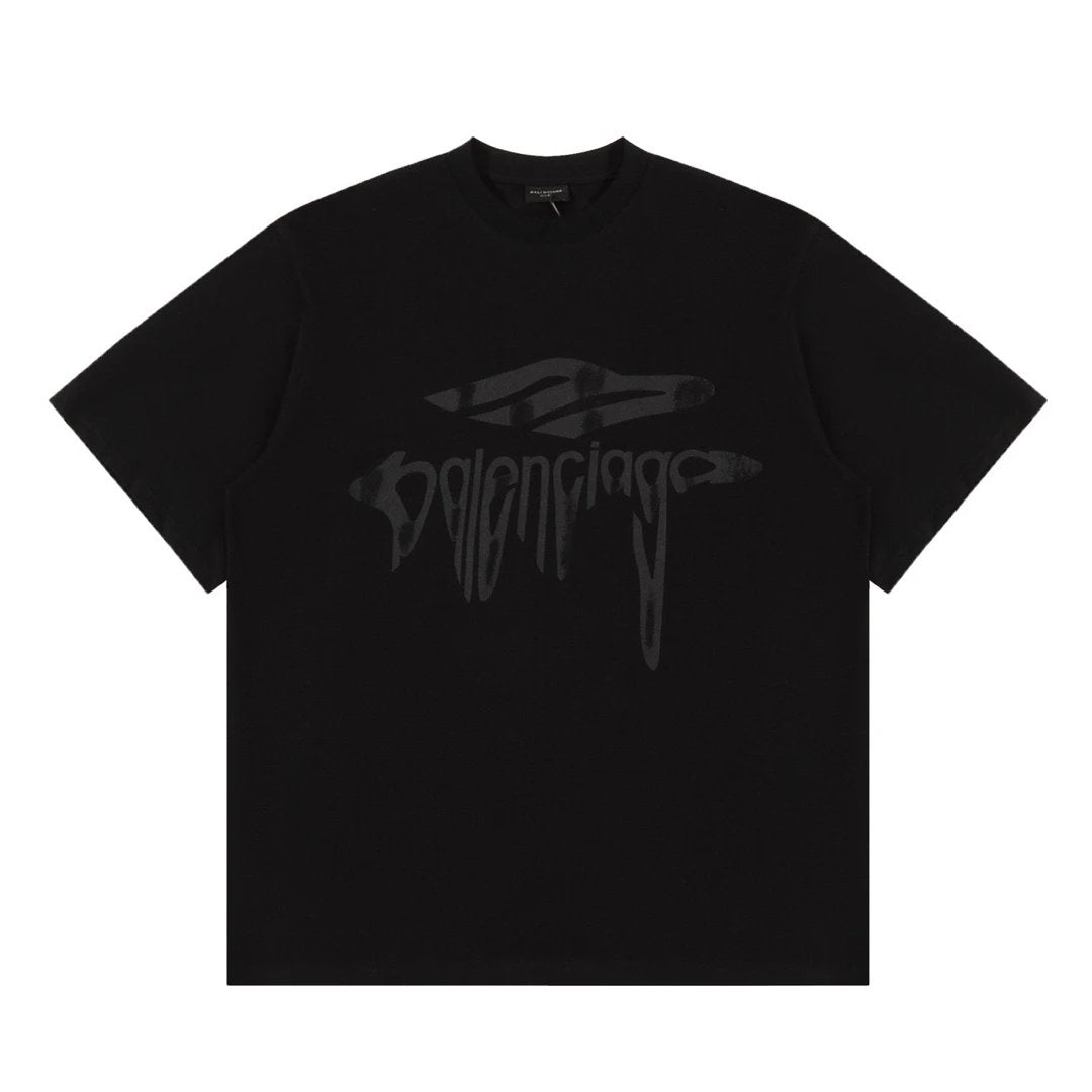 Balenciaga T-shirt Flowing from the chest m Letter Printing logo round Neck Short Sleeve25ss New Pure Cotton Unisex Style T T-shirt OS Loose Fit Base Shirt Top Half Sleeve T-Shirt