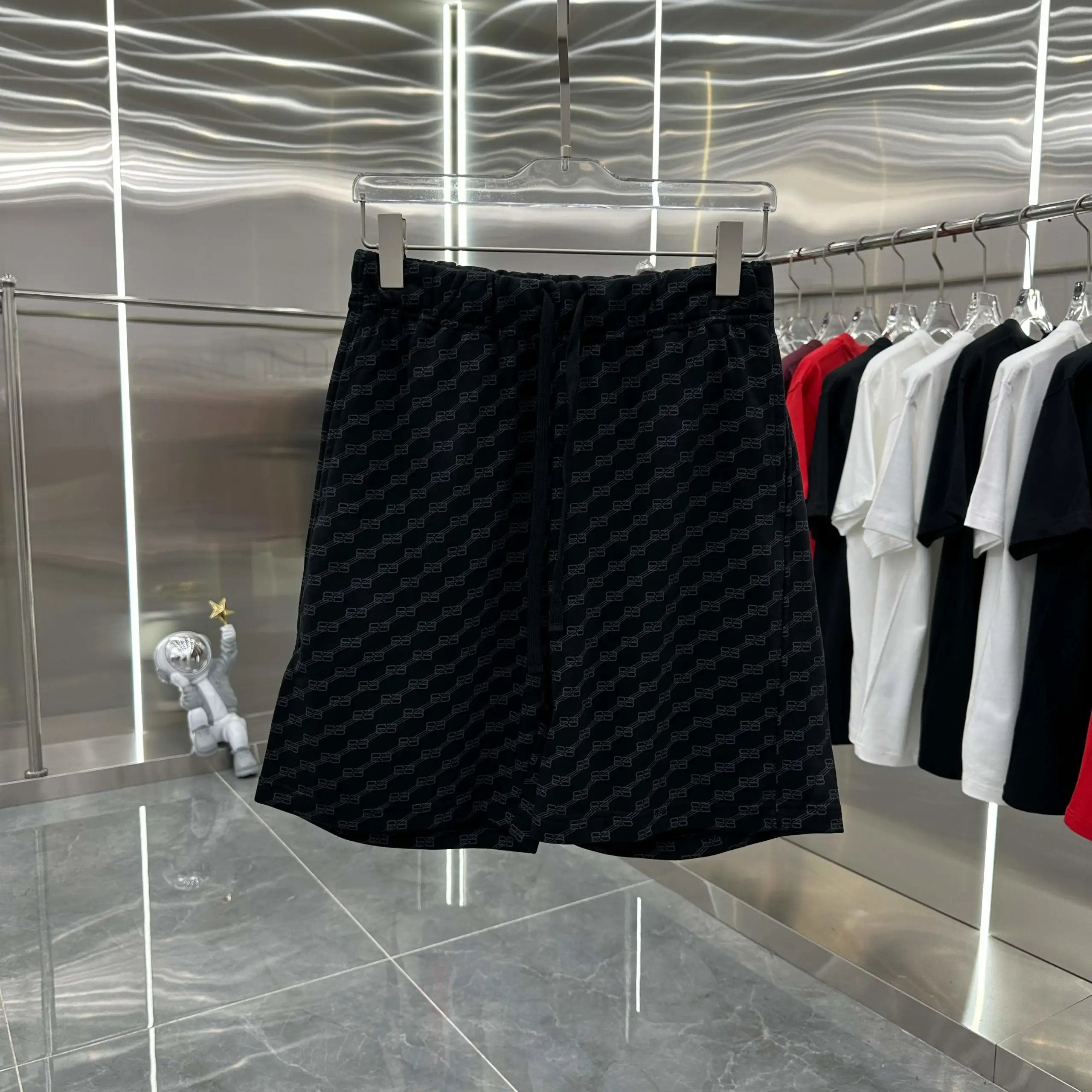 Balenciaga Shorts Full Print Double B Five-point Shorts25ss New Drawstring Casual Summer Pants5Two-in-One Casual Sweatpants for Men and Women, Pure Cotton Joggers