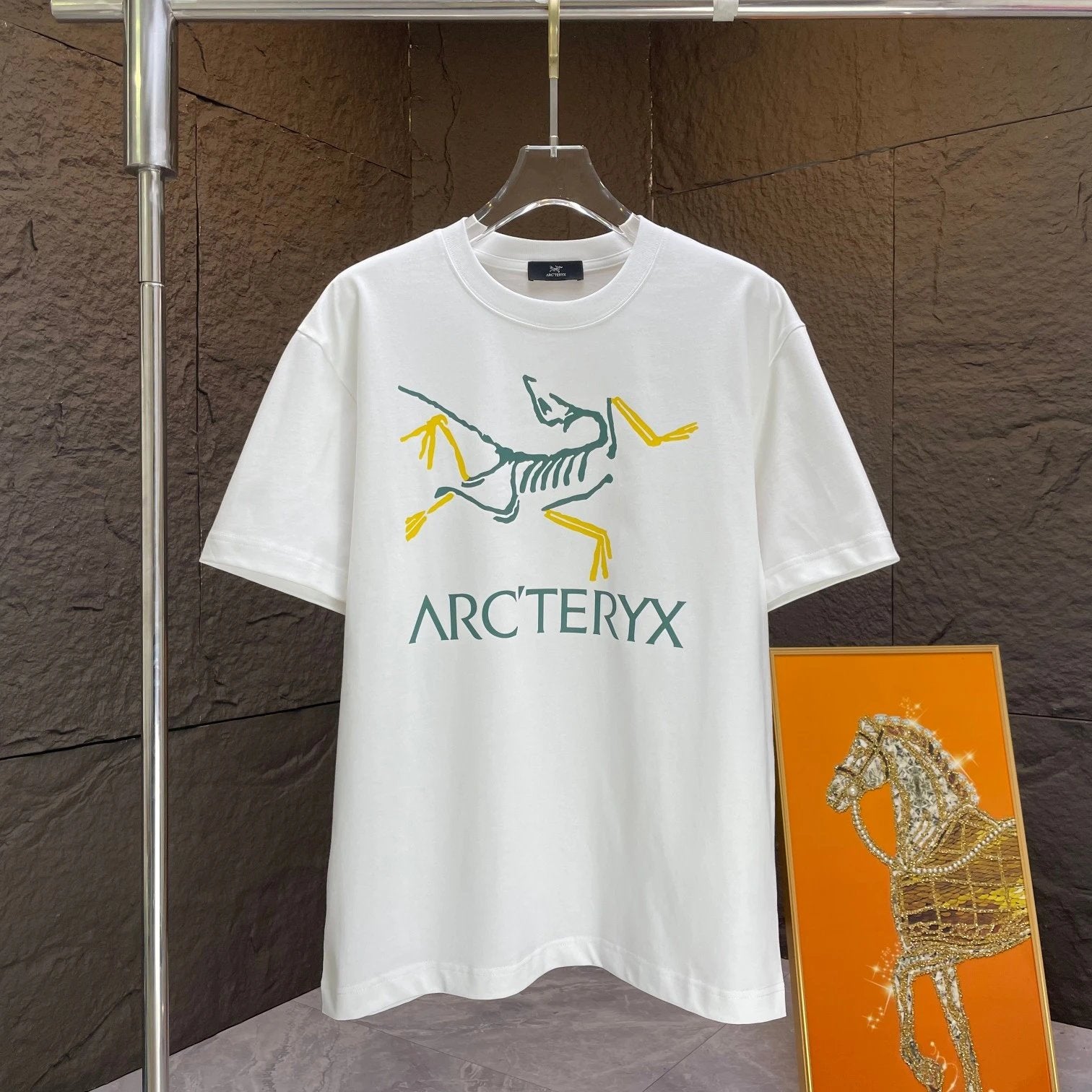 Arc'teryx T-shirt Chest Skeleton Pattern Print logo round Neck Short Sleeve25ss New Pure Cotton Unisex Style T T-shirt OS Loose Fit Base Shirt Top Half Sleeve T-Shirt