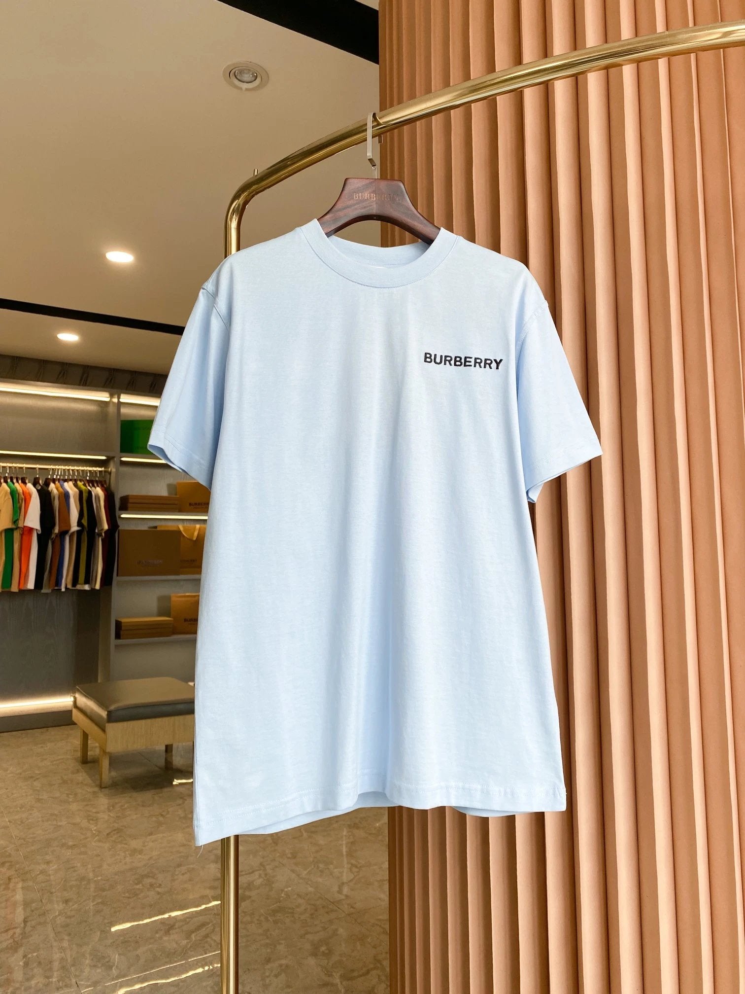 Burberry T-shirt Back TB Embroidery logo round Neck Short Sleeve25ss New Pure Cotton Unisex Style T Casual T-Shirt Base Layer Shirt OS Loose Fit Half Sleeve Top Plus Size