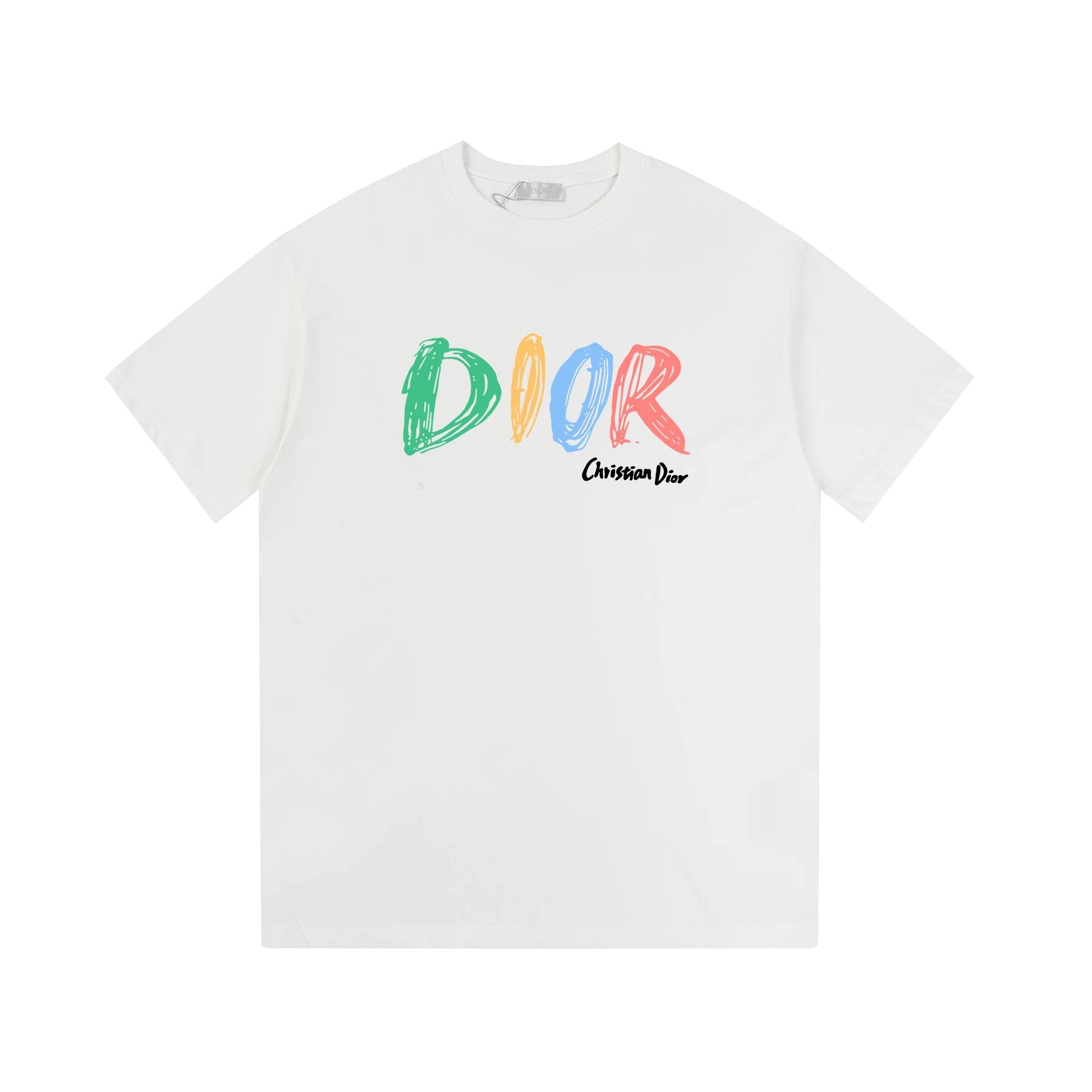 Dior T-shirt Front Color-Block Letter Print logo round Neck Short Sleeve25ss New Pure Cotton Unisex Style T T-shirt OS Loose Fit Base Shirt Top Half Sleeve T-Shirt