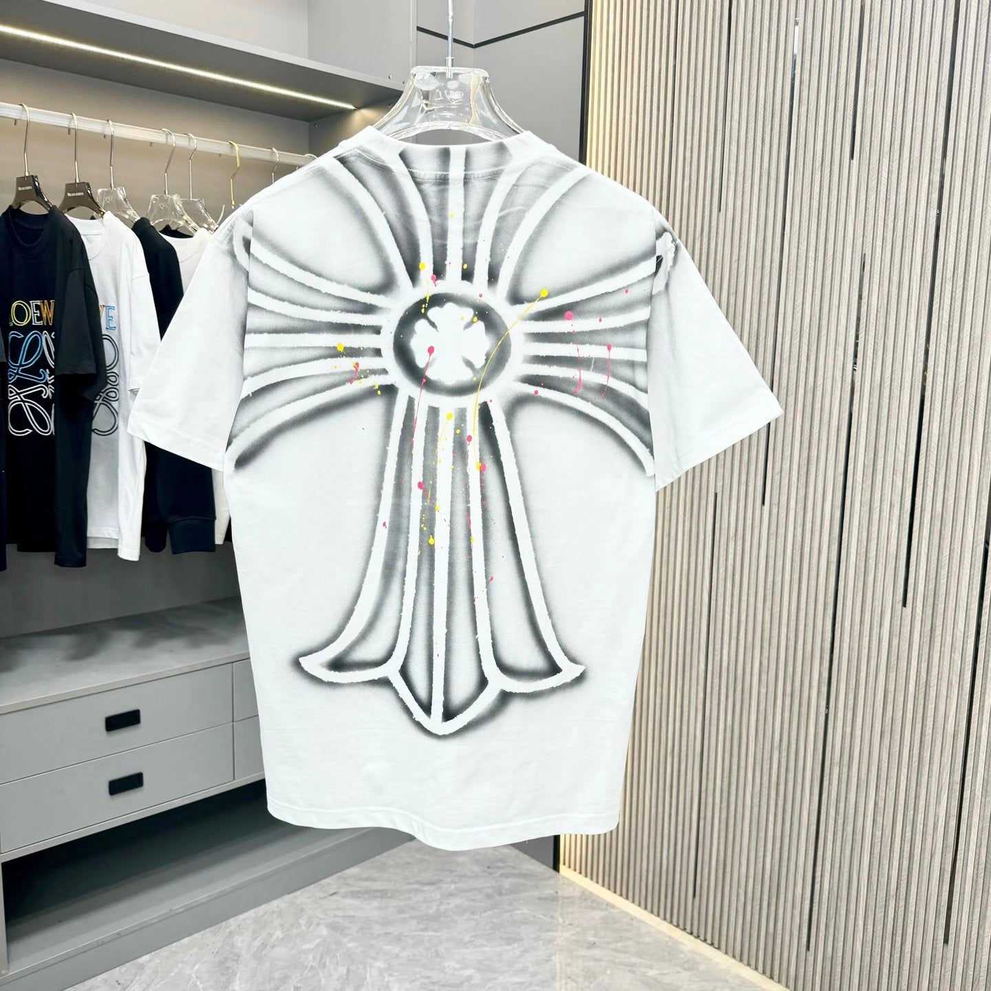 Chrome Hearts T-shirt Large Printing logo round Neck Short Sleeve25ss New Pure Cotton Unisex Style T T-shirt OS Loose Fit Base Shirt Top Half Sleeve T-Shirt