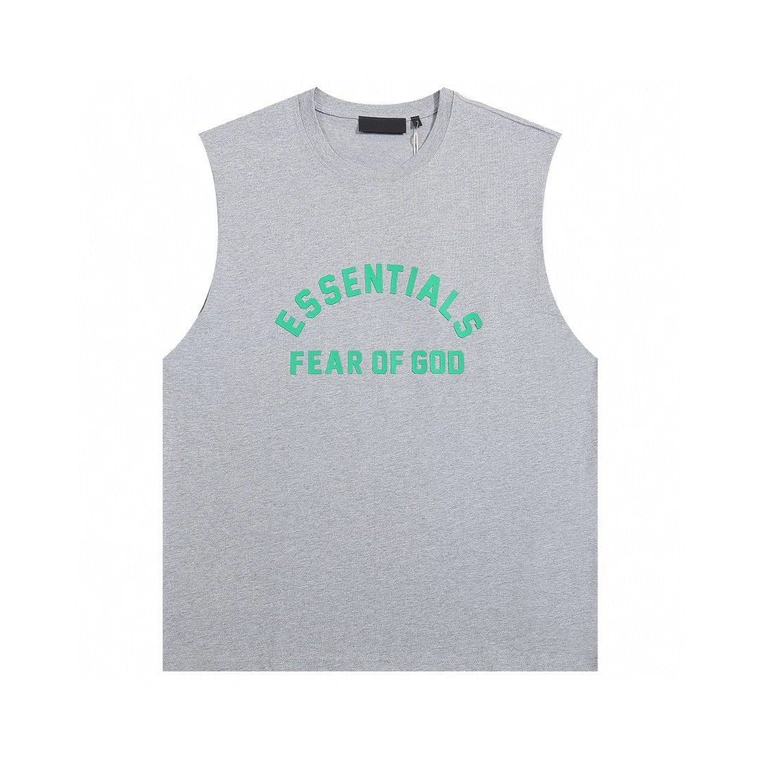 ESSENTIALS T-shirt Top Version American Couple20Double Line Letter Silicone Vest Bottoming Shirt Fashion