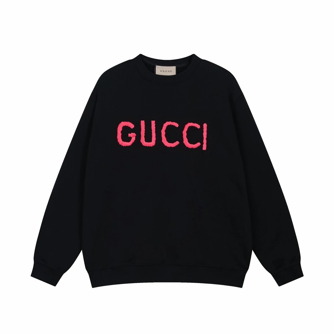 Gucci Hoodie Chest foam padding logo Round Neck Sweatshirt Long Sleeve Base Shirt Jacket Top Fashion Unisex Sports Casual Loose Fit Versatile Autumn Winter New Arrival