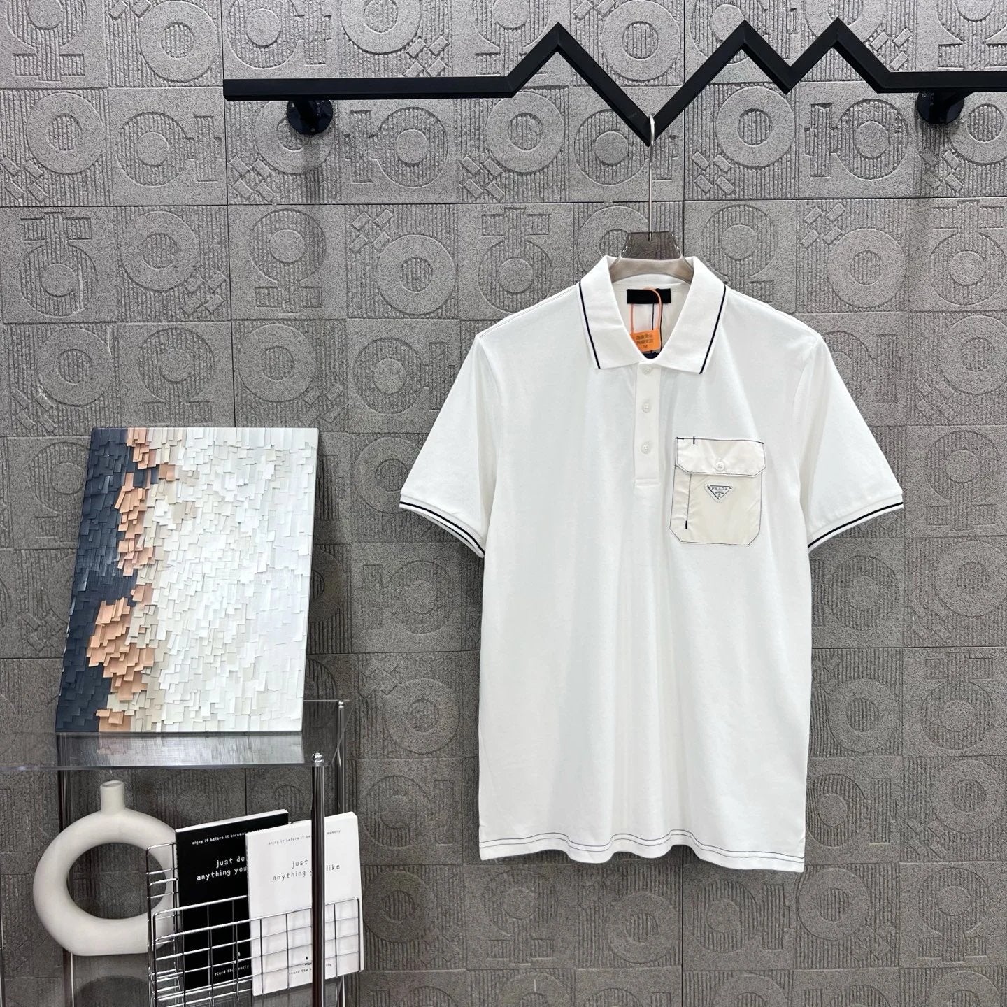 PRADA T-shirt Collar and Pocket Triangle Mark Letters POLO Short Sleeve Turn-down Collar Shirt Unisex Summer Loose Fit T Business Commuter Short Sleeve Shirt Plus Size