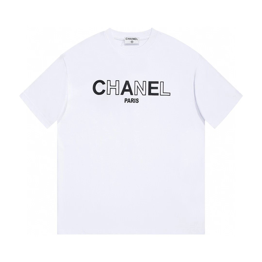 Chanel T-shirt FW Series LOGO Letter Printing T T-shirt Overall240g Double Yarn Fabric,Three-Dimensional logo Letter Print Pattern