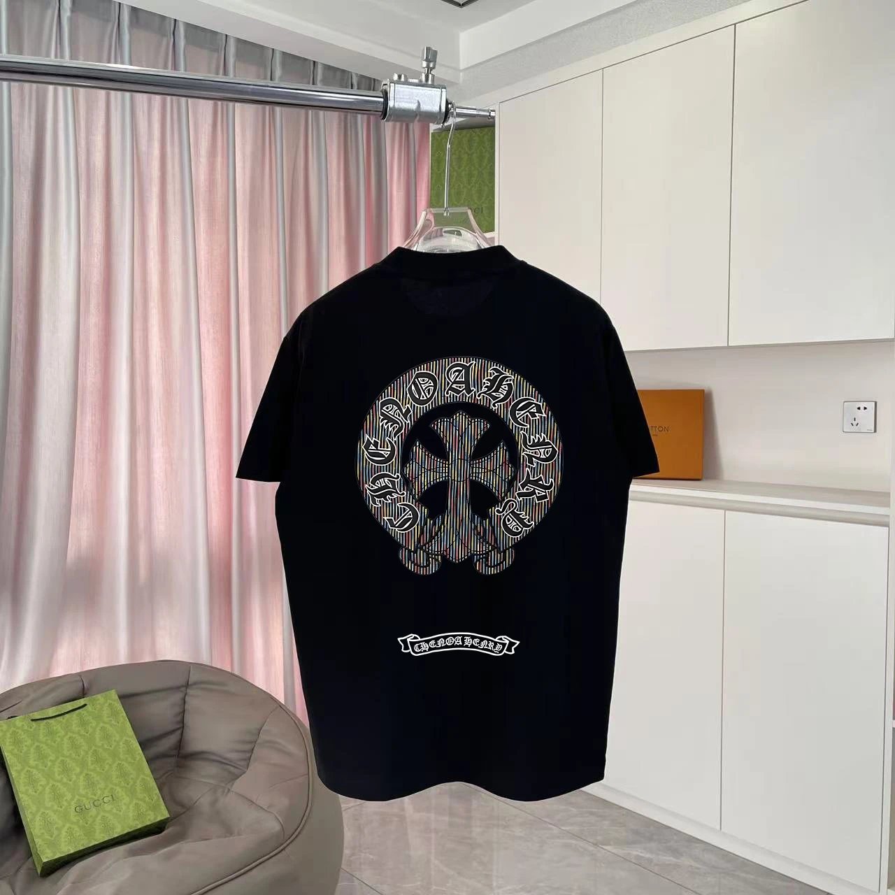 Chrome Hearts T-shirt Back with Sanskrit Horse Hoof Print logo round Neck Short Sleeve25ss New pure cotton T Unisex T-Shirt OS Loose Fit Base Shirt Top Half Sleeve T-Shirt