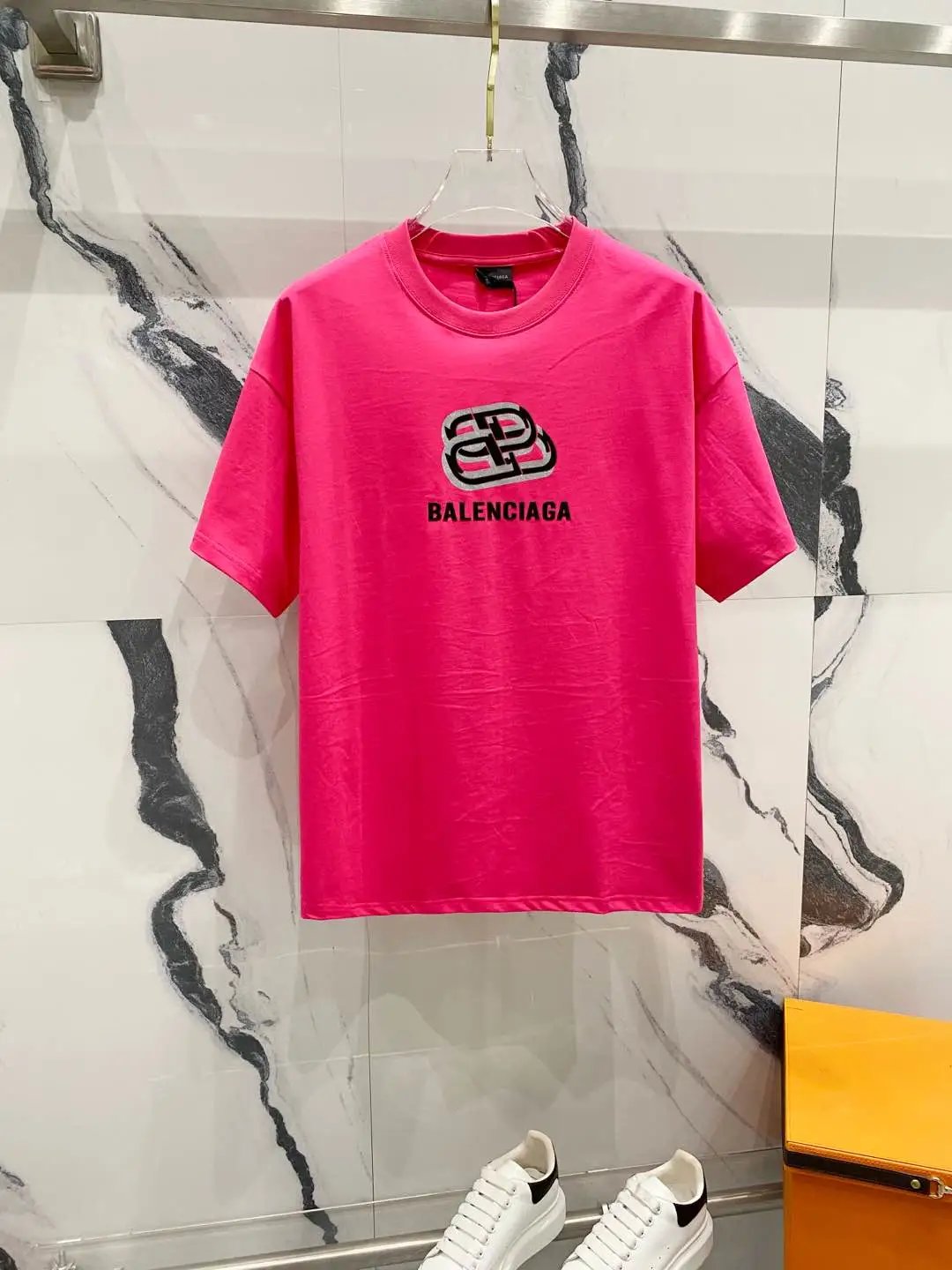 Balenciaga T-shirt Chest Zipper Letter Print logo round Neck Short Sleeve25ss New Pure Cotton Unisex Style T T-shirt OS Loose Fit Base Shirt Top Half Sleeve T-Shirt